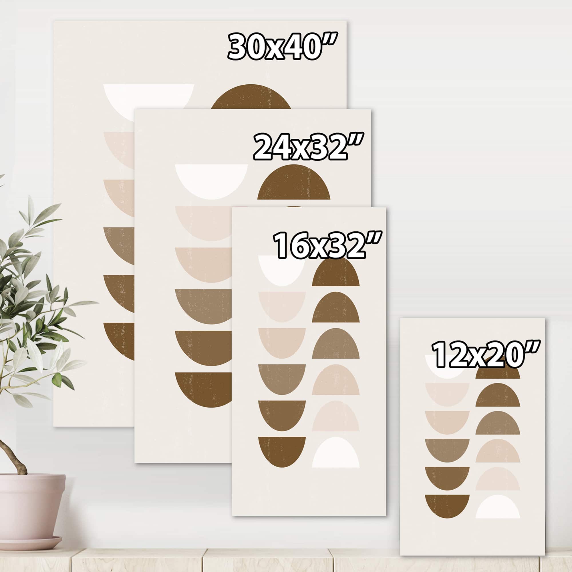 Designart - Abstract Sun & Moon Geometrics In Terracotta II - Modern Canvas Wall Art Print