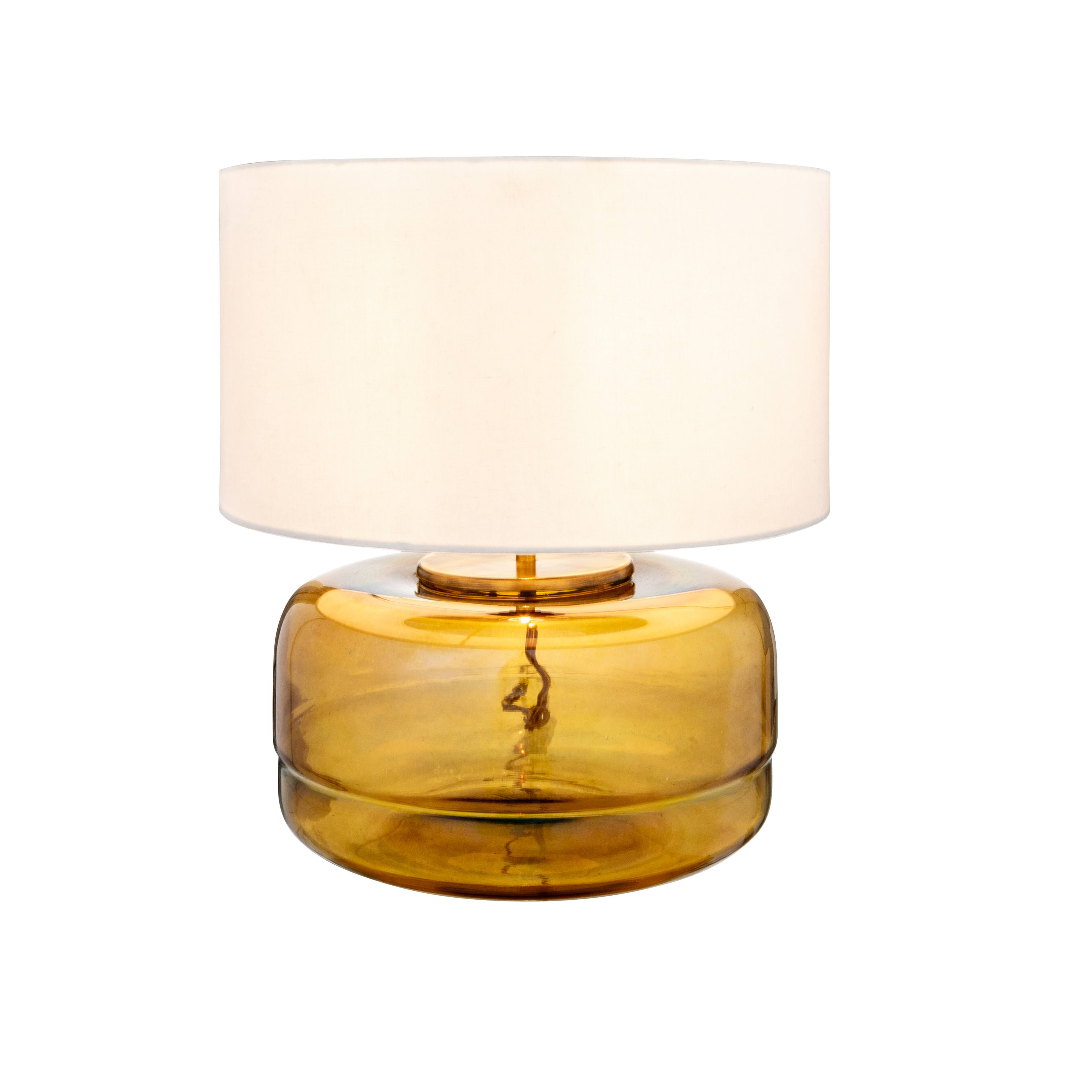 Hello Honey® 16" Amber Glass Table Lamp with White Cotton Shade
