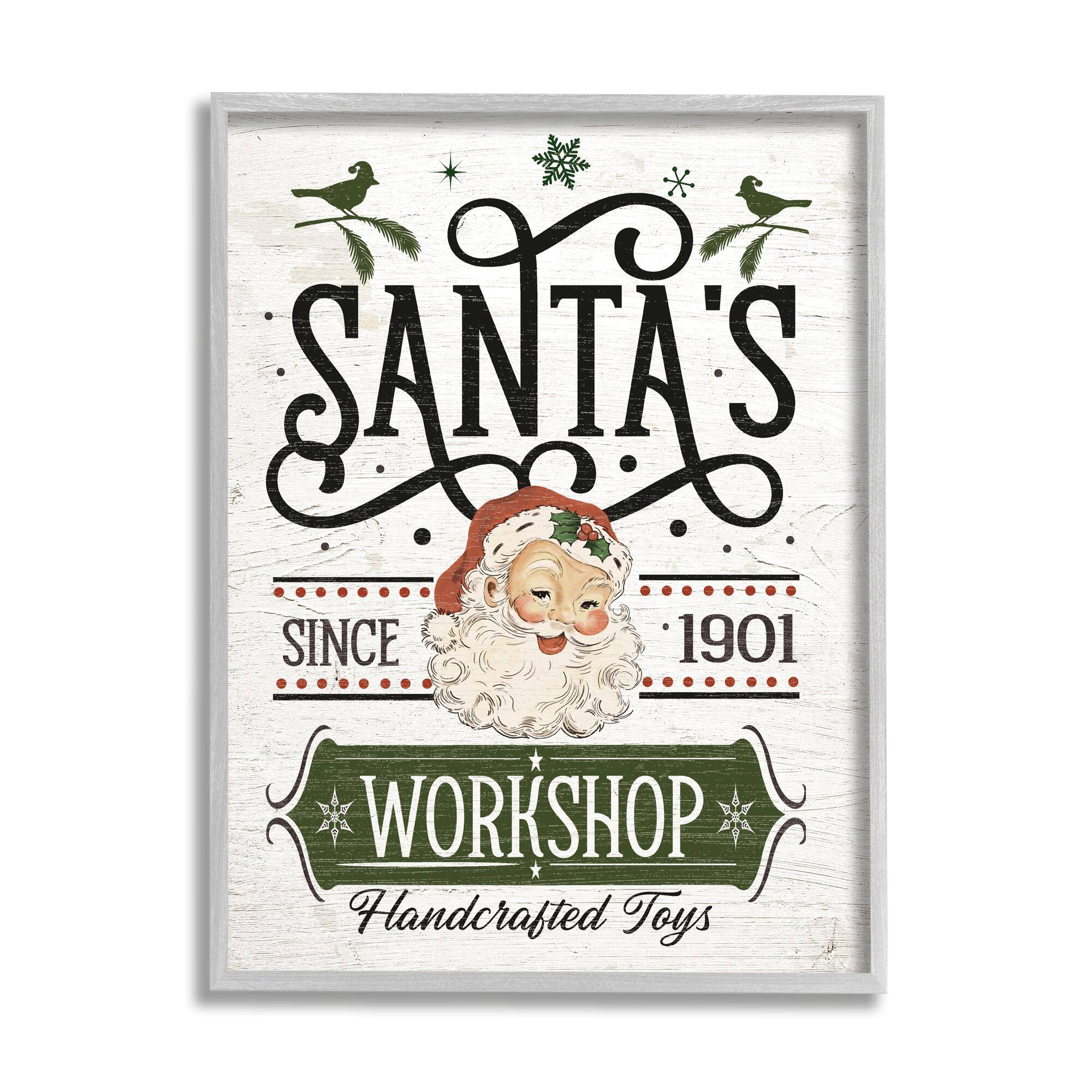 Stupell Industries Santa's Workshop Toys Vintage Signage Framed Giclee Art