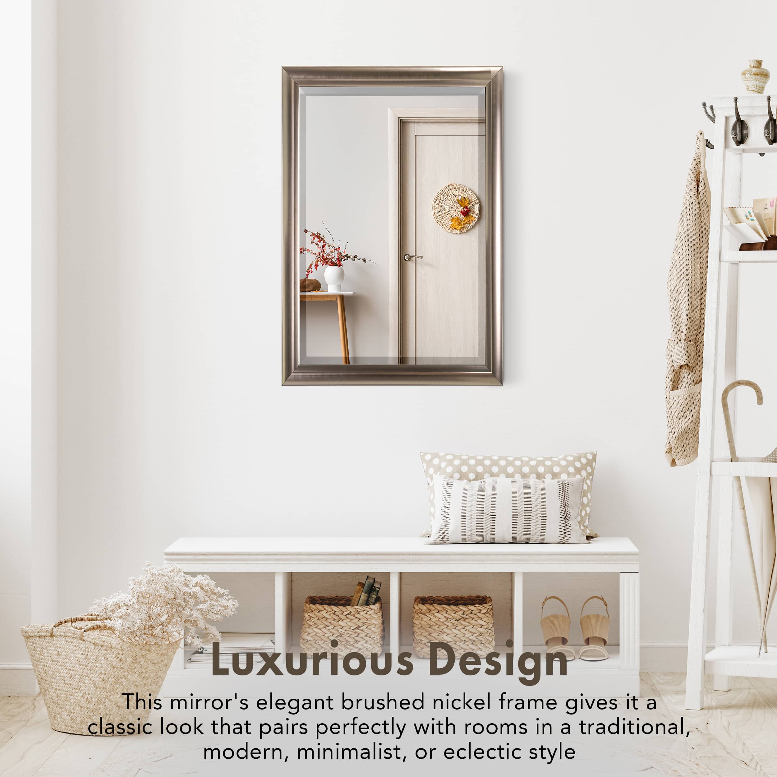 Head West 40" x 28" Oil Rubbed Antique Brushed Nickel Framed Wall Mirror