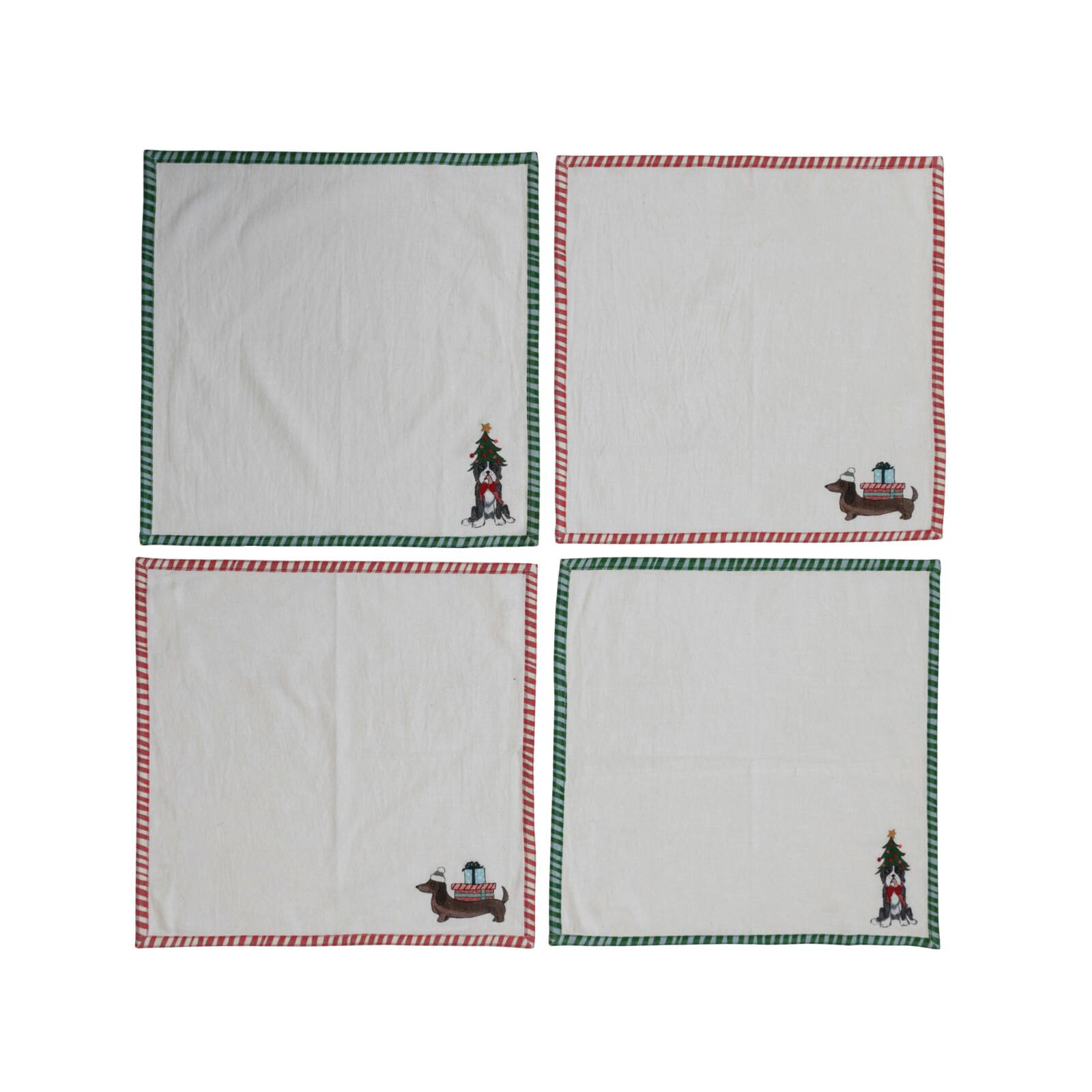 Hello Honey® 18" Embroidered Dog Cotton Printed Napkin Set