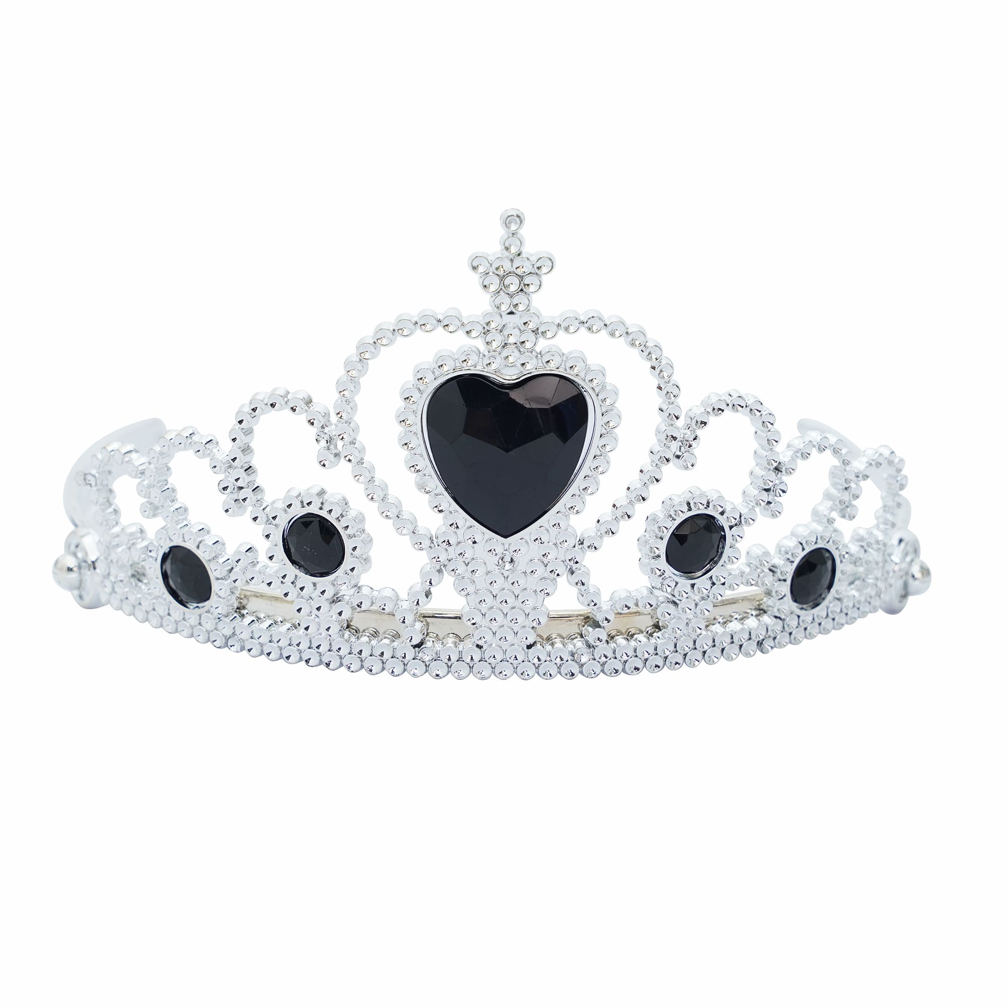 Adult Silver Plastic Costume Tiara with Gem