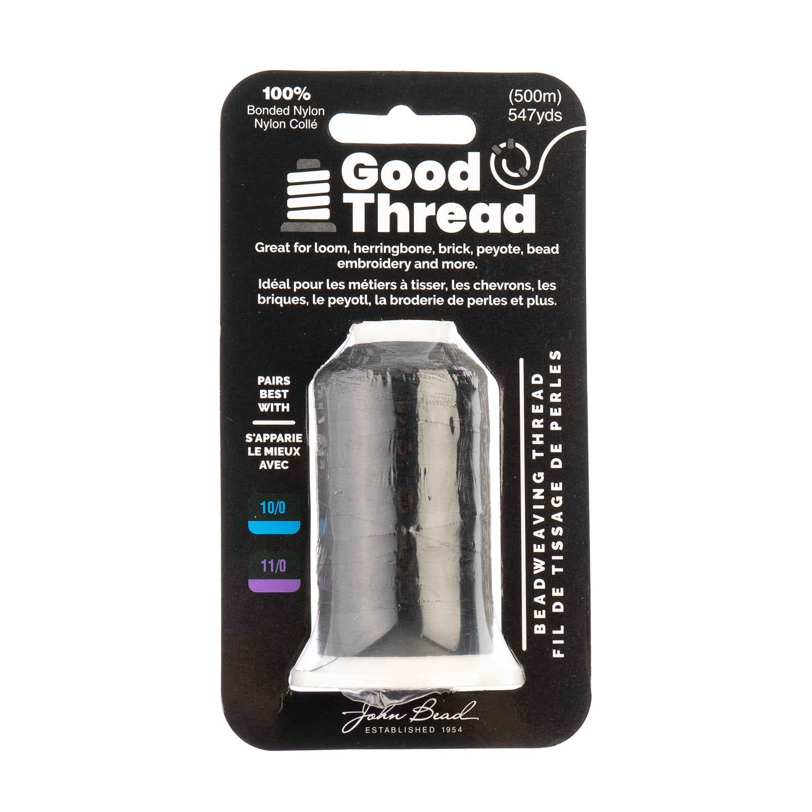 John Bead Good Thread 500m Black Bonded Nylon Beading Thread
