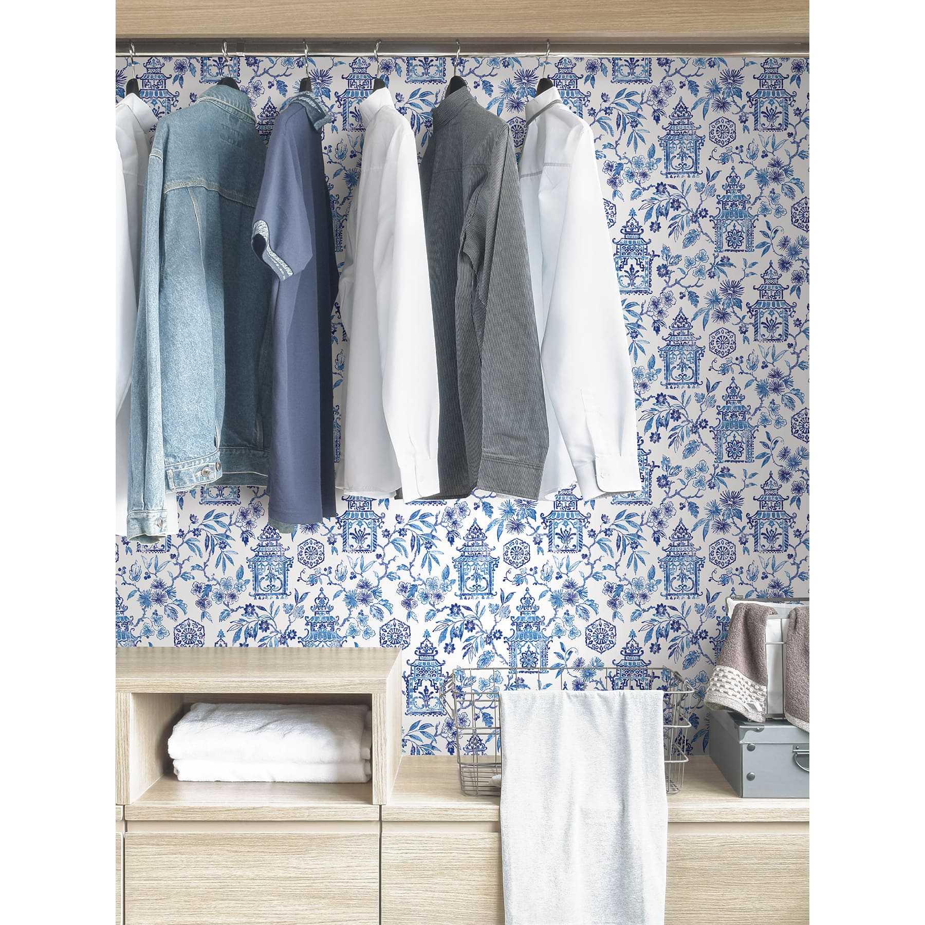 NuWallpaper Blue Danson Peel & Stick Wallpaper
