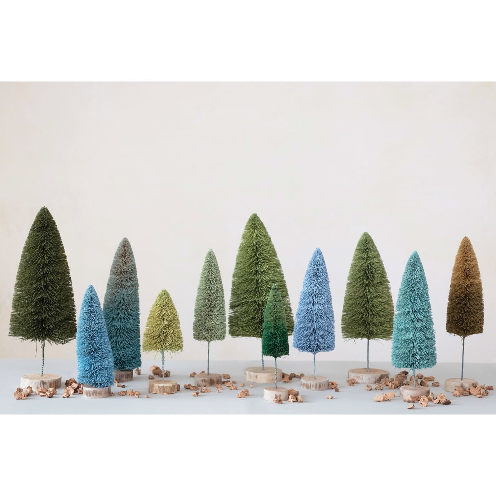 Hello Honey® 12" Green Sisal Bottle Brush Tree with Wood Base
