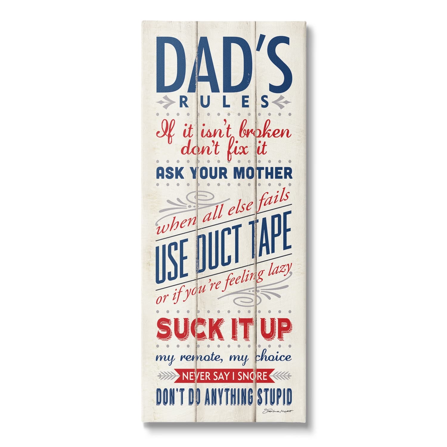 Stupell Industries Dad'S Rules Canvas Wall Art