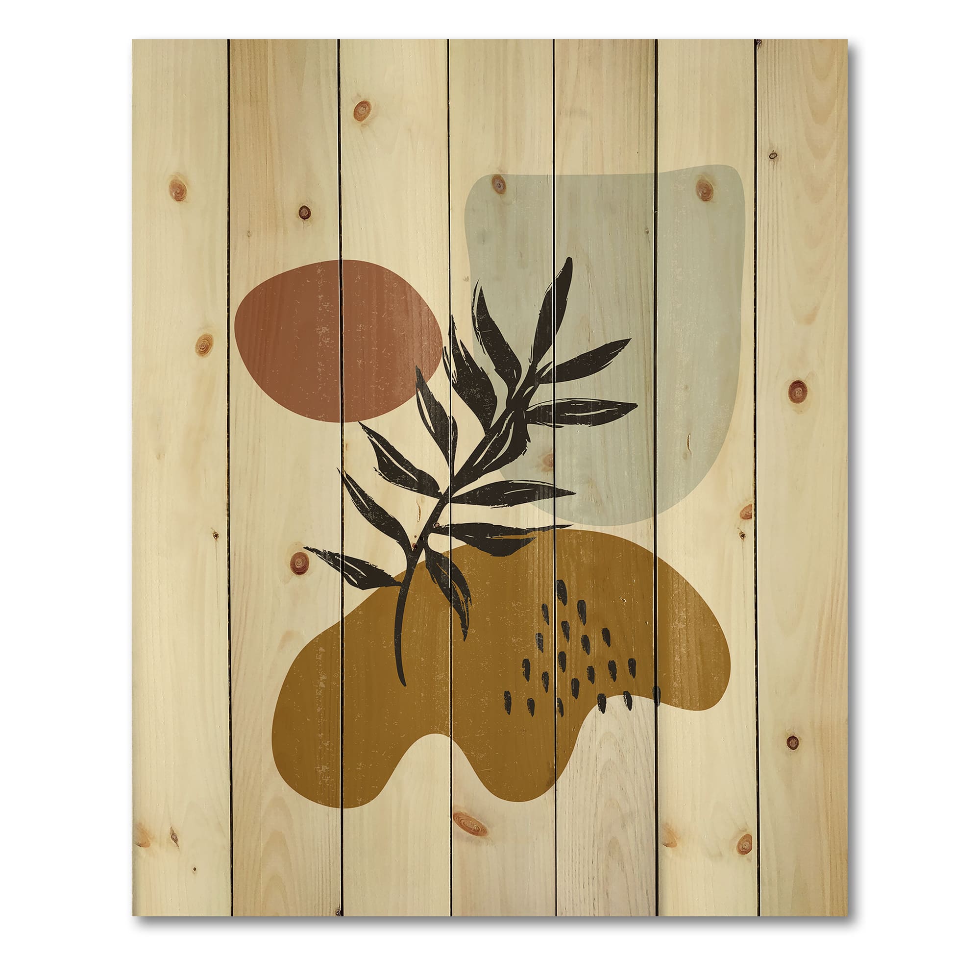 Designart - Botanical Minimalist Leaf With Abstract Shapes II