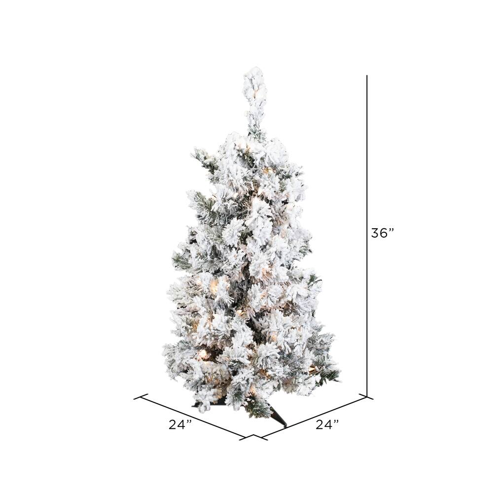 3ft. Pre-Lit Flocked Alaskan Pine Artificial Christmas Tree, Clear Dura-Lit® Lights