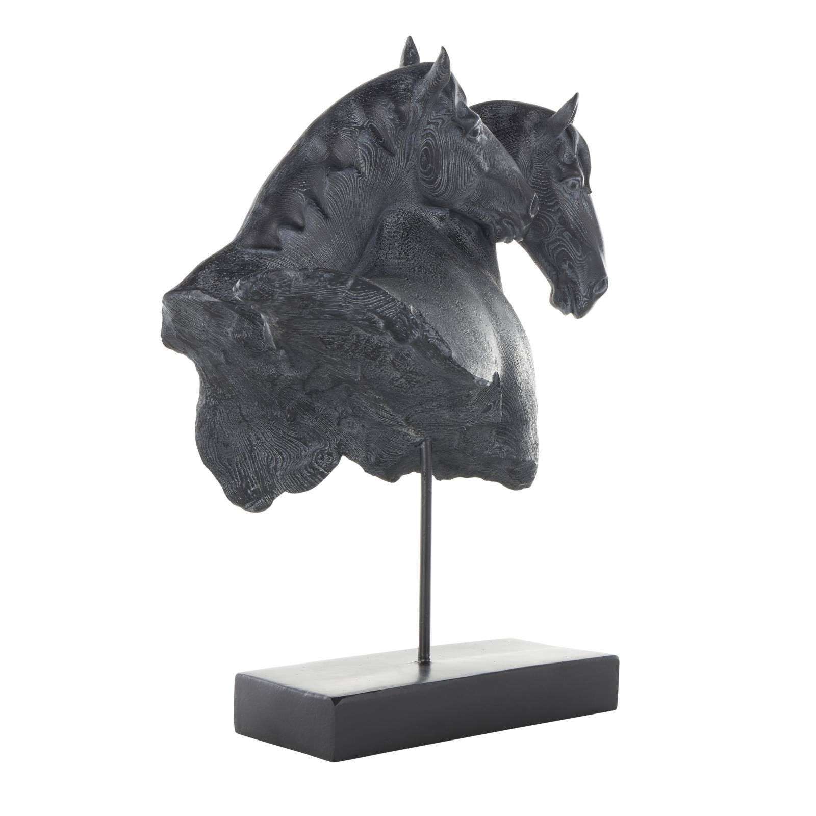 18.25" Black Resin Horse Bust Inspired Sculpture with Black Stand