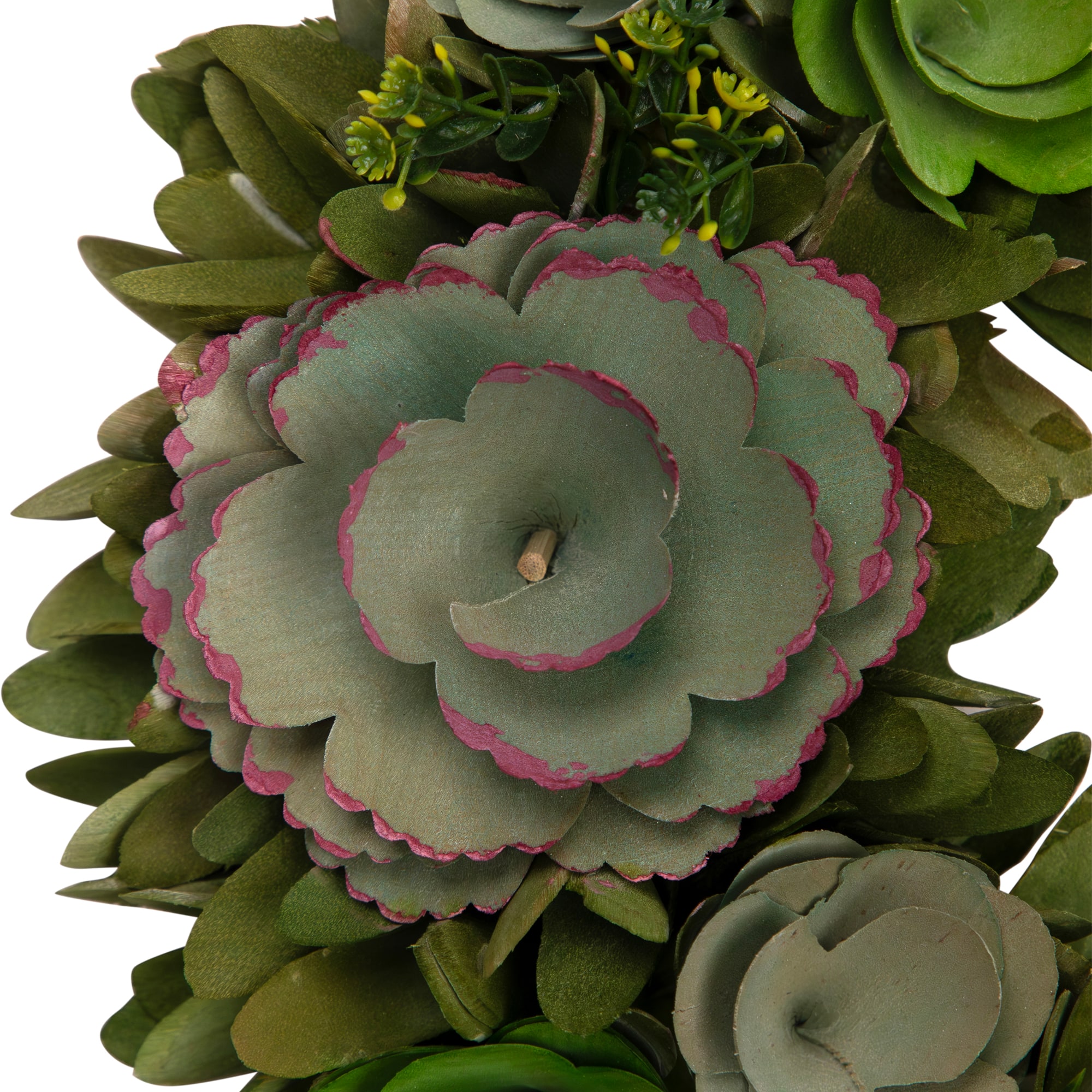 14" Wooden Spring Mini Flowers Artificial Wreath