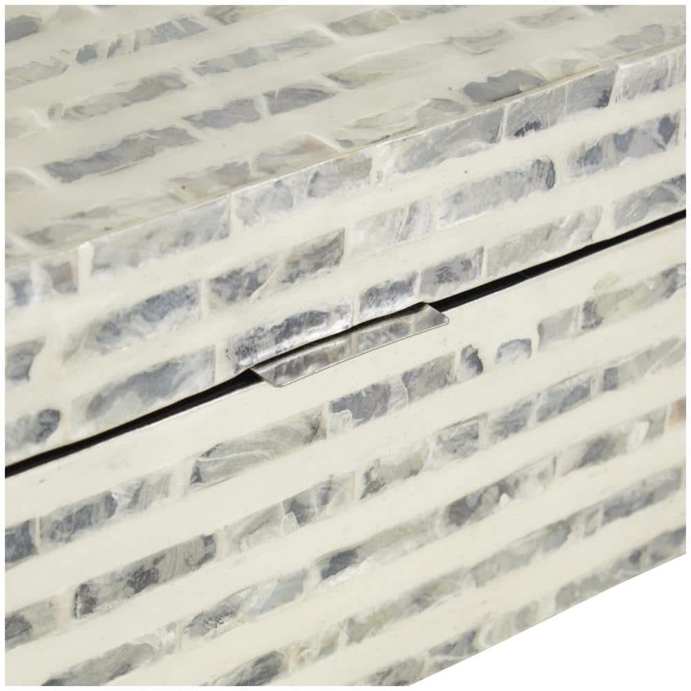 Cream & Gray Geometric Mosaic Mother of Pearl Handmade Storage Box Set