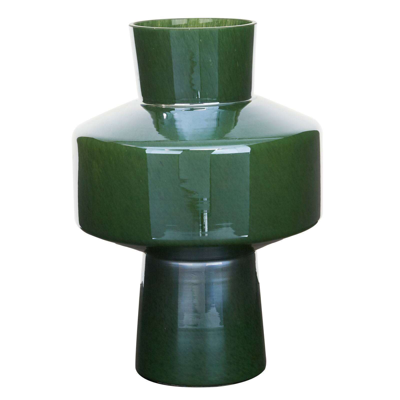 13" Green Modern Glass Vase