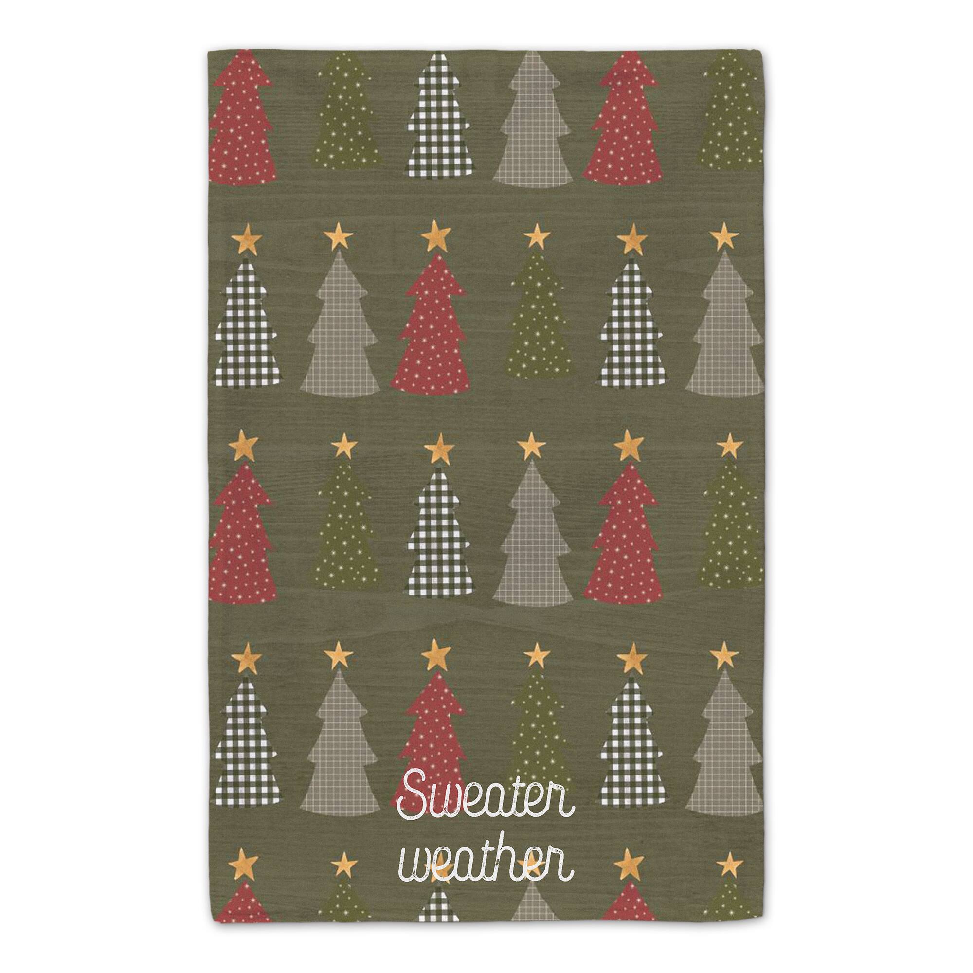 Sweater Weather Green Tree Pattern Tea Towel Set