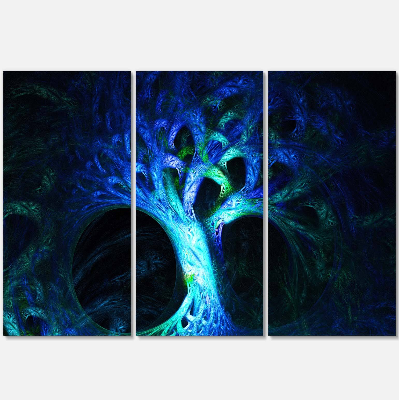 Designart - Magical Blue Psychedelic Tree - Abstract Canvas Art Print