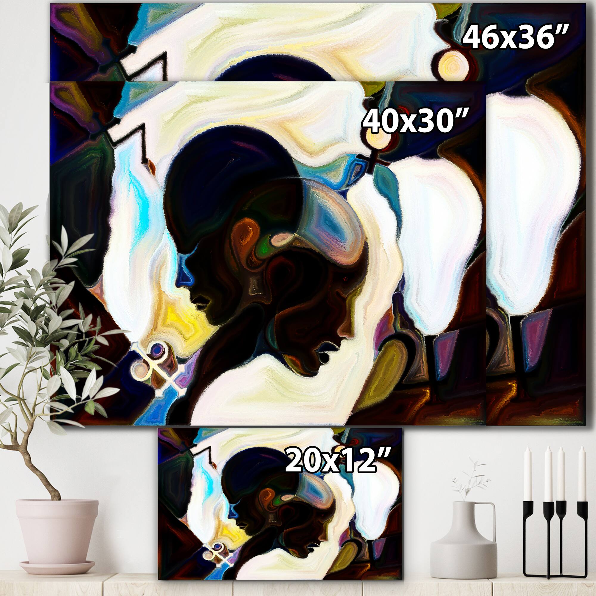 Designart - Union Of Male And Female Faces I - Modern Canvas Wall Art Print