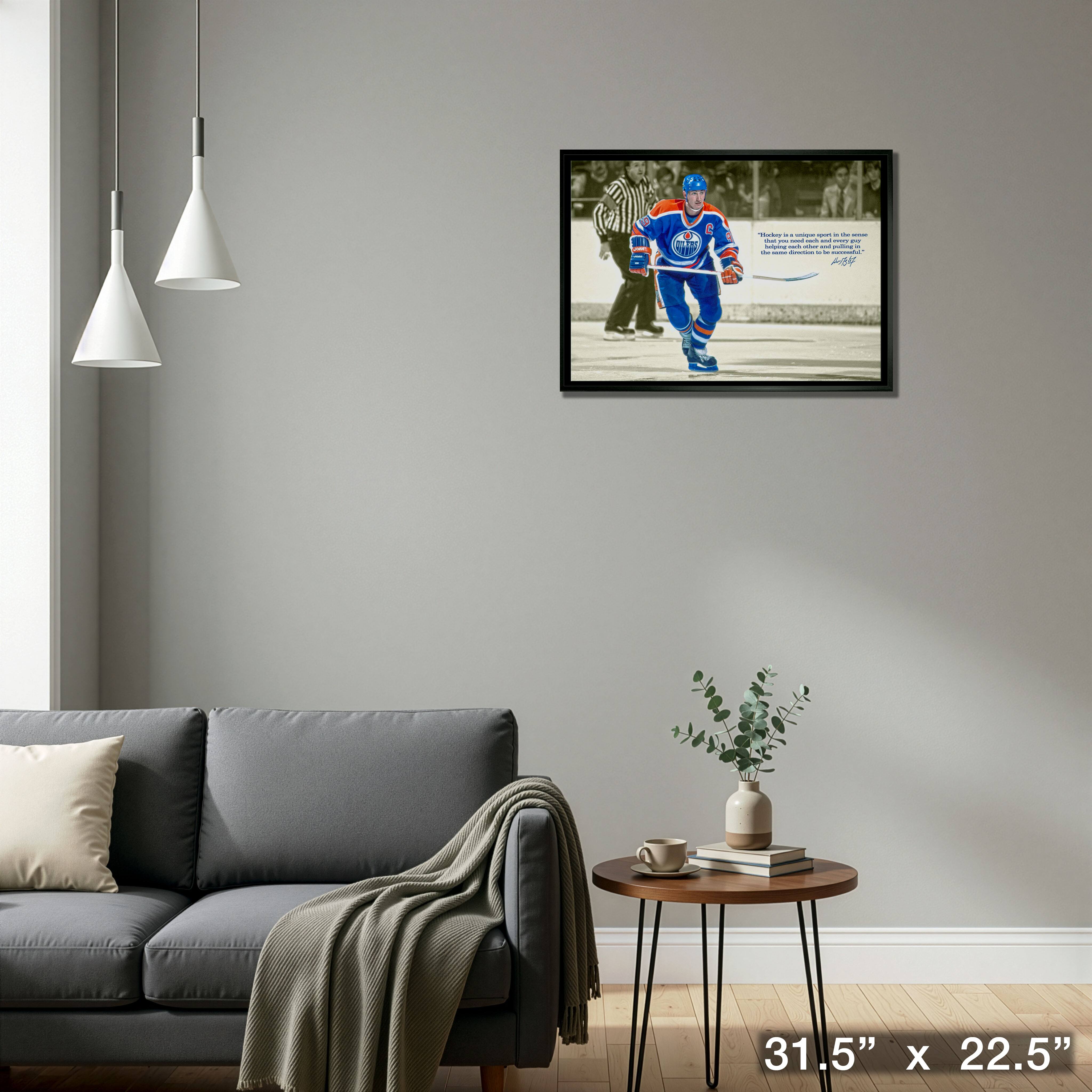 Wayne Gretzky Edmonton Oilers Framed 20" x 29" Skating Canvas with Quote 31.5" x 22.5"