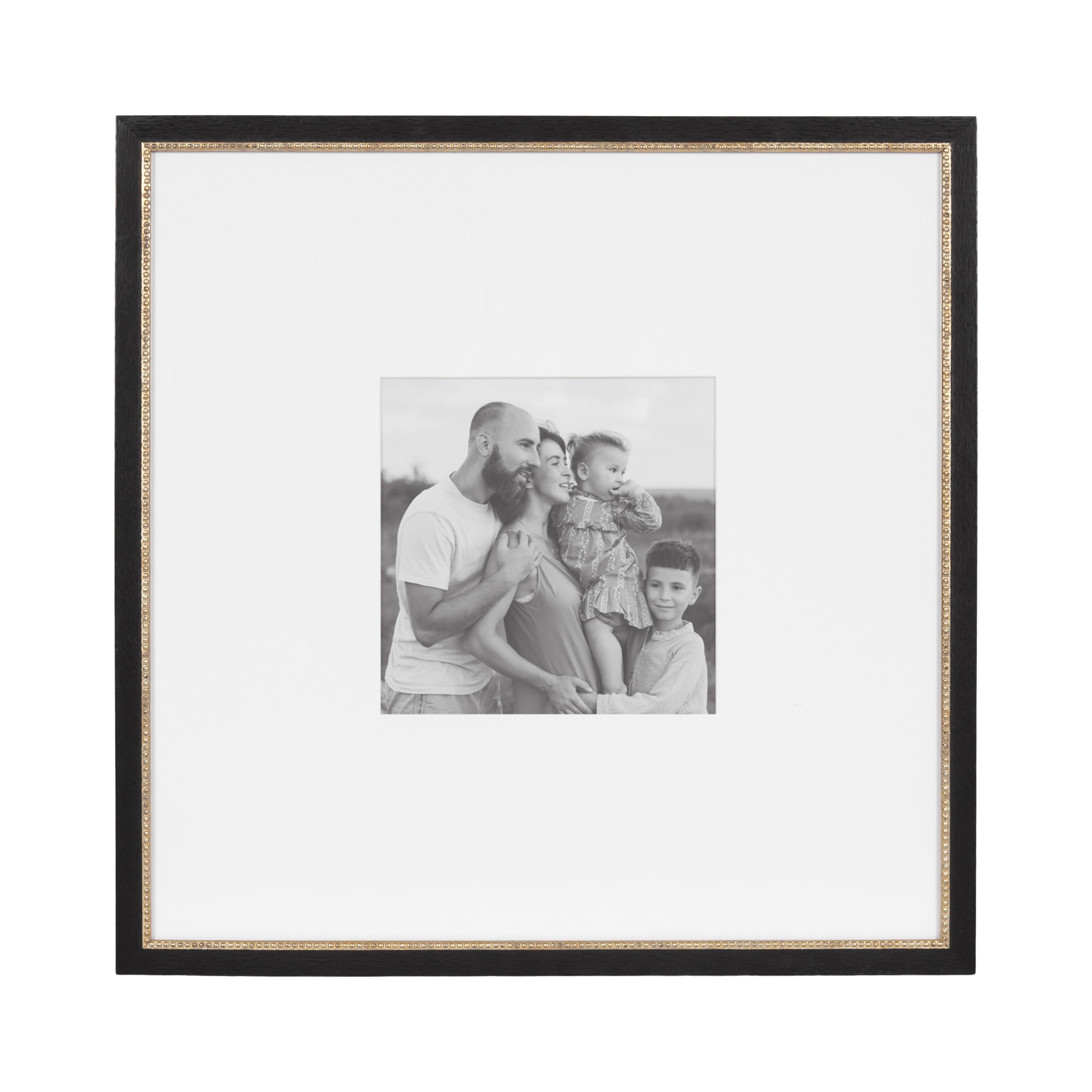 Kate and Laurel Black & Gold Wilbanks Picture Frames with Mat