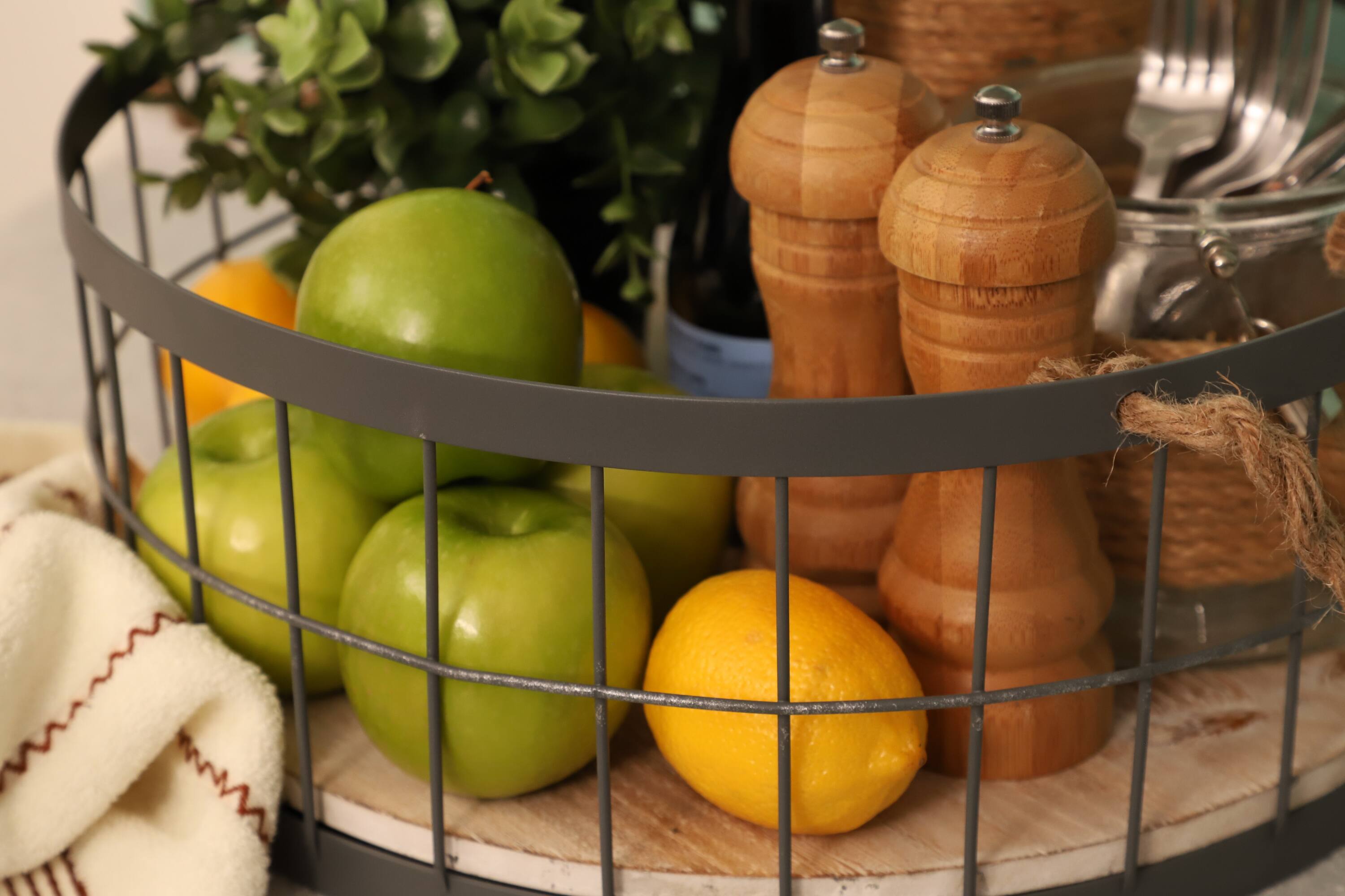 6 Packs: 2 ct. (12 total) 15" Wire Baskets with Wooden Base & Handles