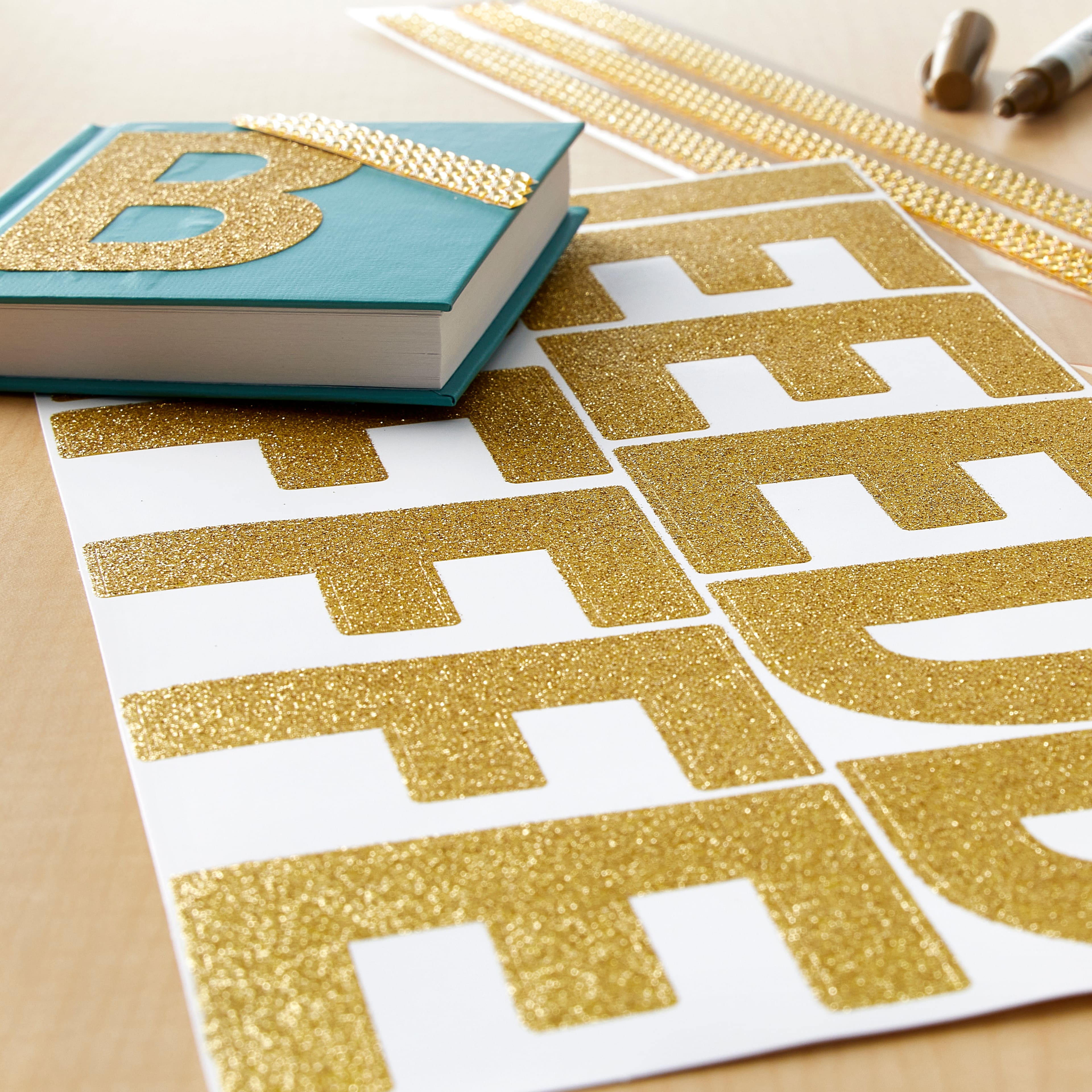 12 Pack: Gold Glitter Alphabet Stickers by Recollections™