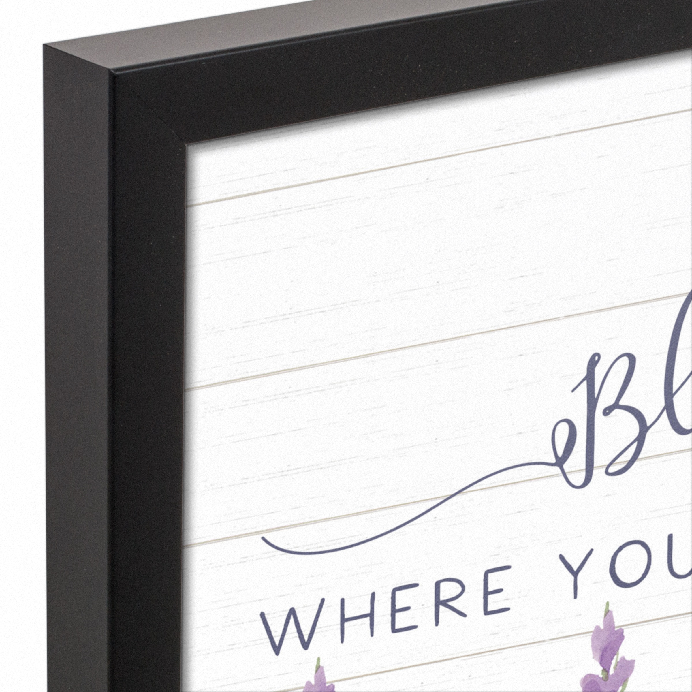 Bloom Where Planted Lavendar 11" x 14" Black Floating Framed Canvas