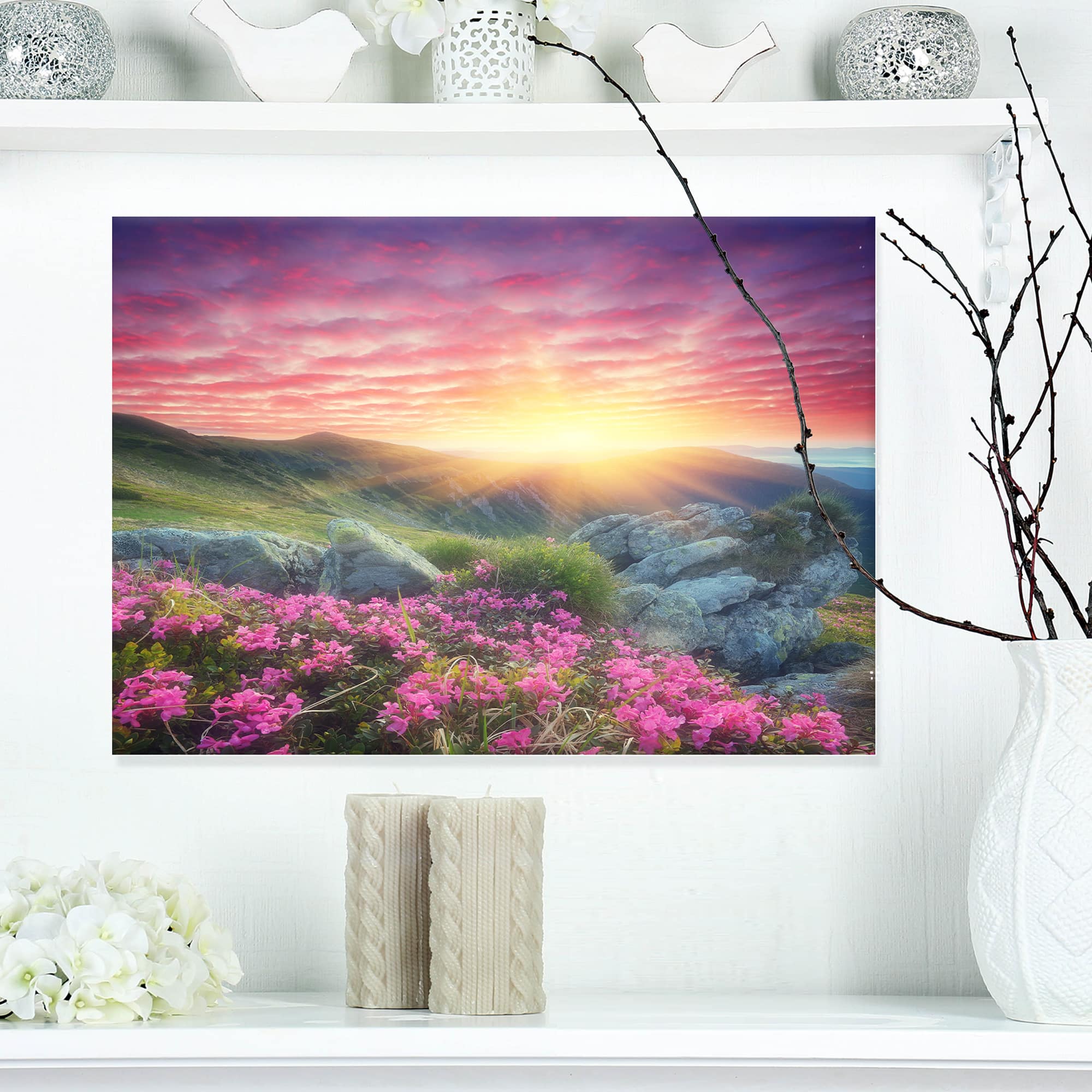 Designart - Morning with Flowers in Mountains - Landscape Photography Canvas Print