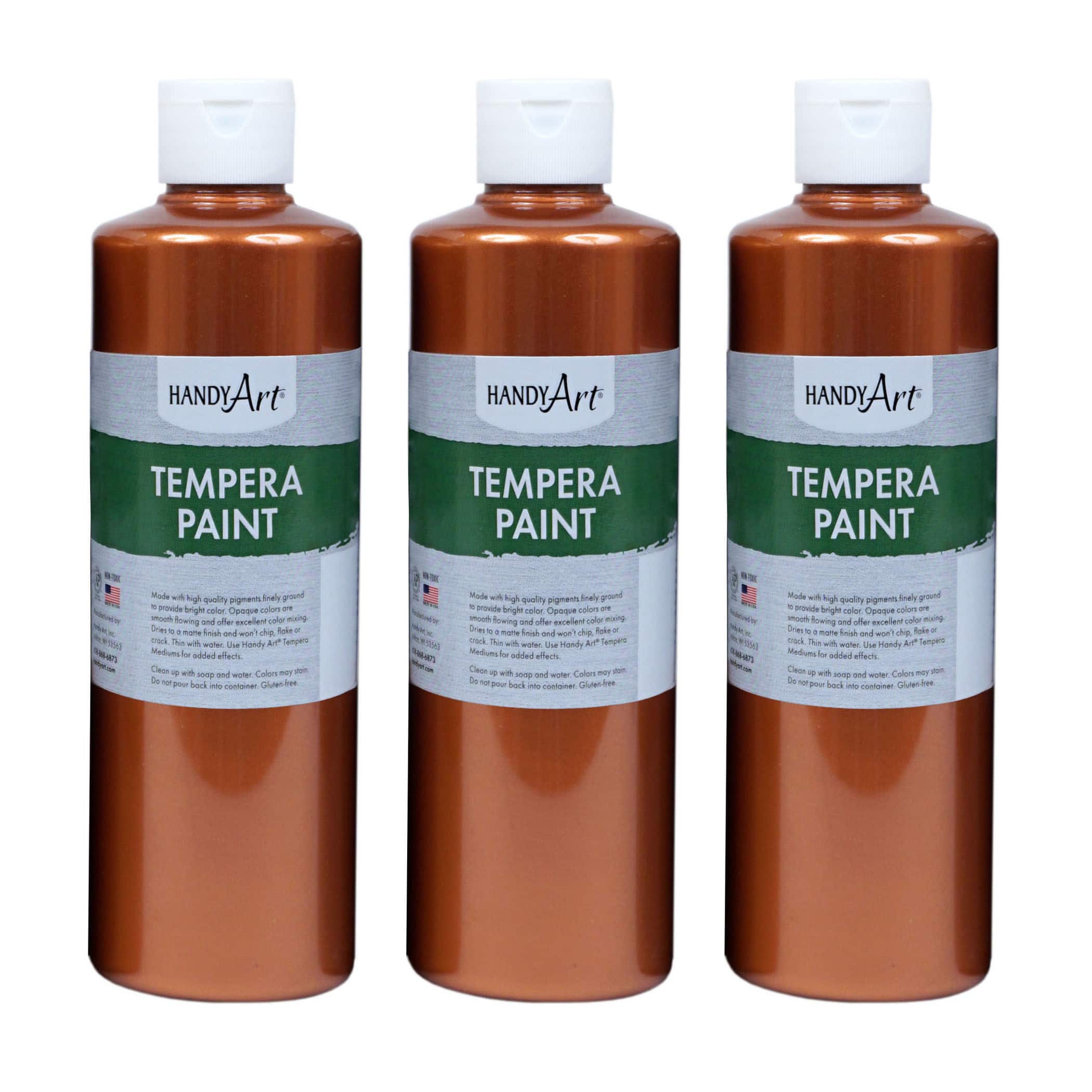Handy Art® 16oz. Copper Metallic Tempera Paint, 3ct.