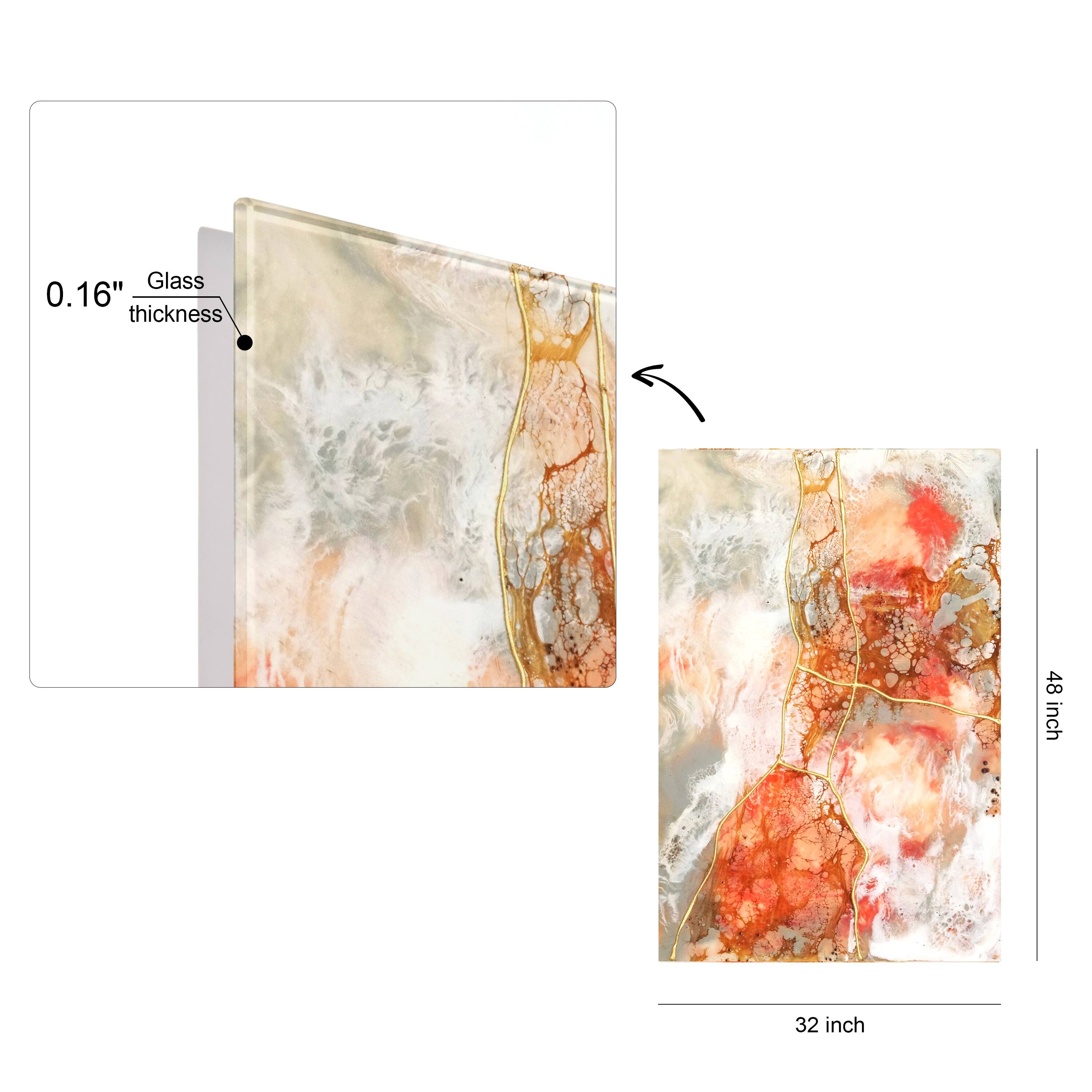 Empire Art Direct 48" x 32" Coral Lace II Frameless Free Floating Printed Tempered Art Glass Wall Art