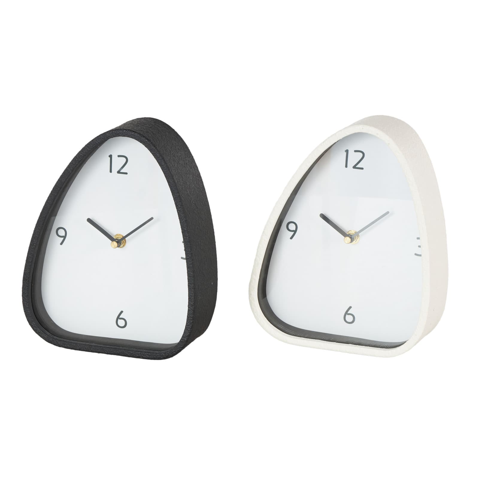 8.75" Black & White Textured Metal Decorative Mantel Clock Set