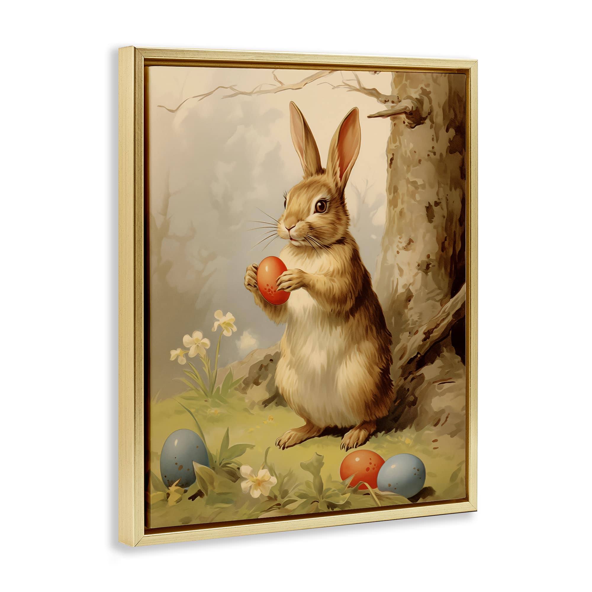 Stupell Industries Easter Bunny in Nature Floating Frame Wall Art
