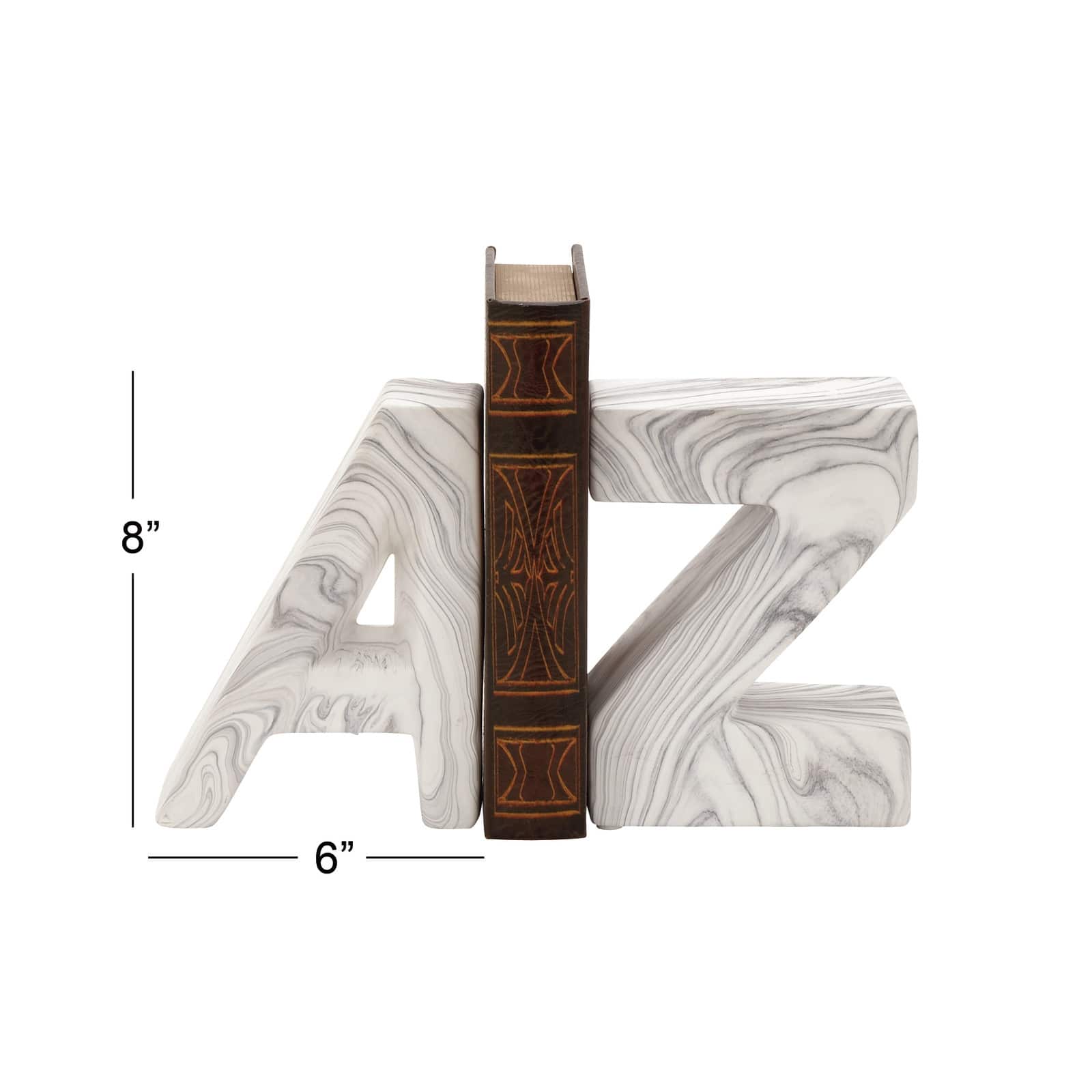 CosmoLiving by 8" Cosmopolitan Contemporary A & Z Dolomite Bookend Set