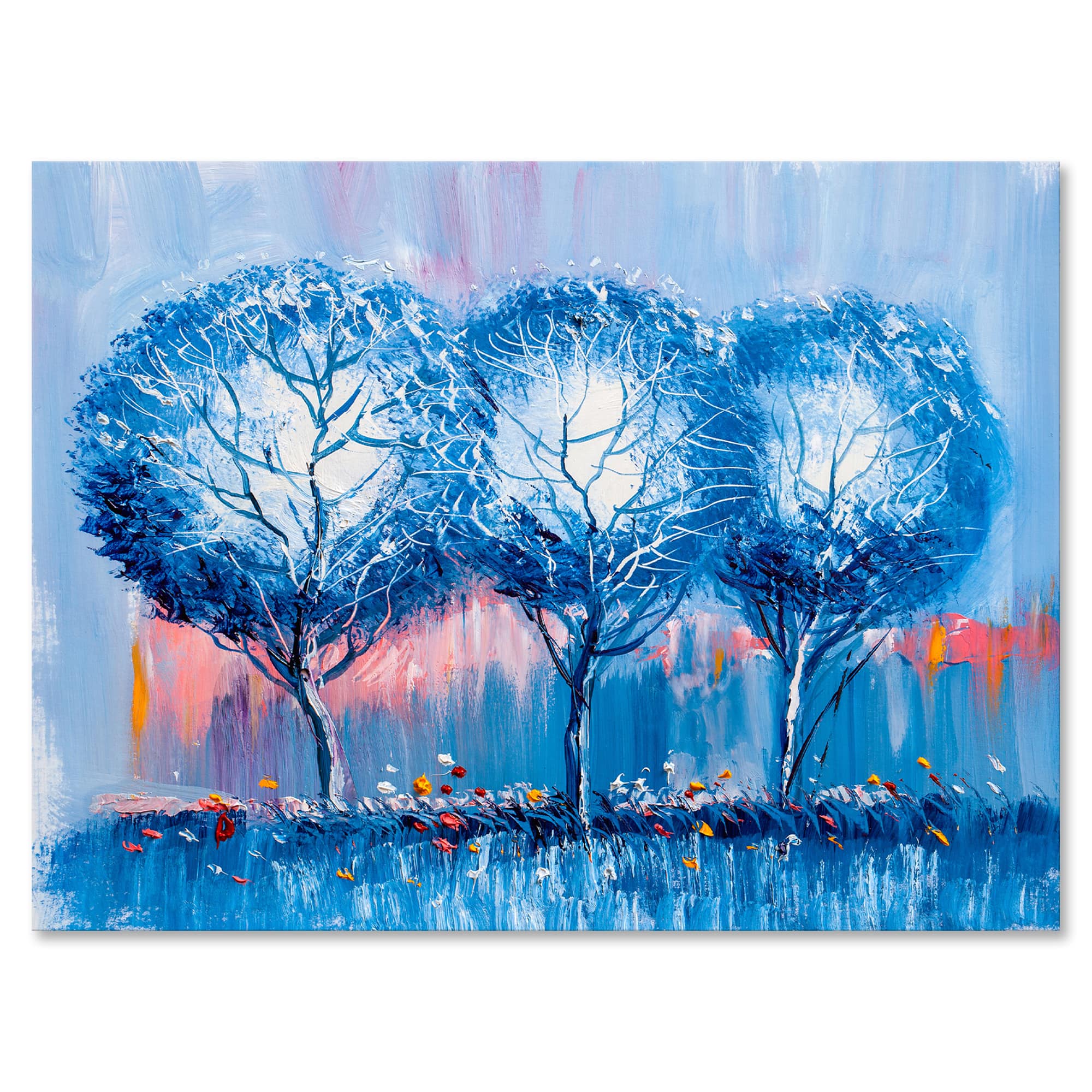 Designart - Colourful Trees Impressionist Landscape III - Modern Canvas Wall Art Print