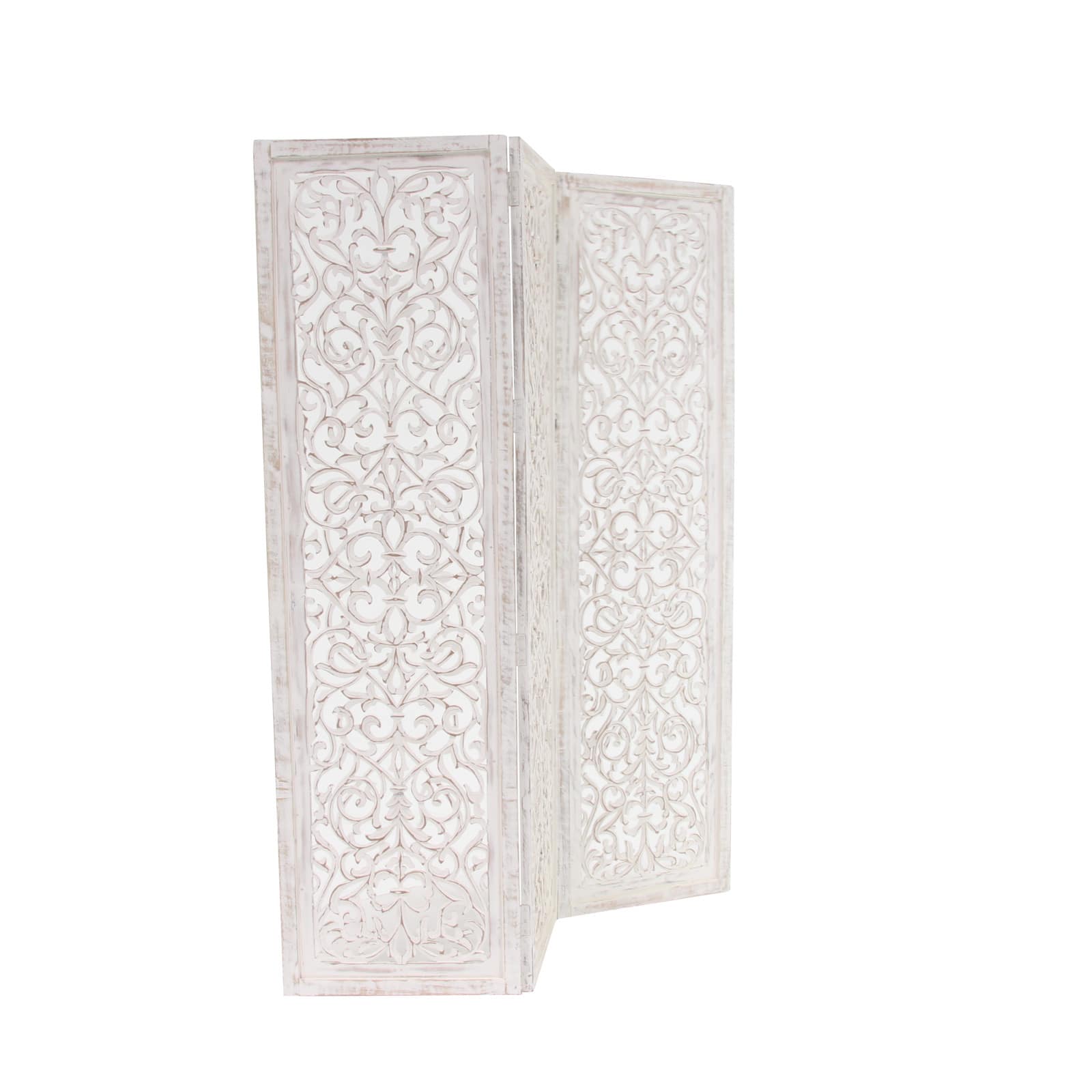 White Mango Wood Farmhouse Room Divider Screen, 69 " x 60 " x 1 "