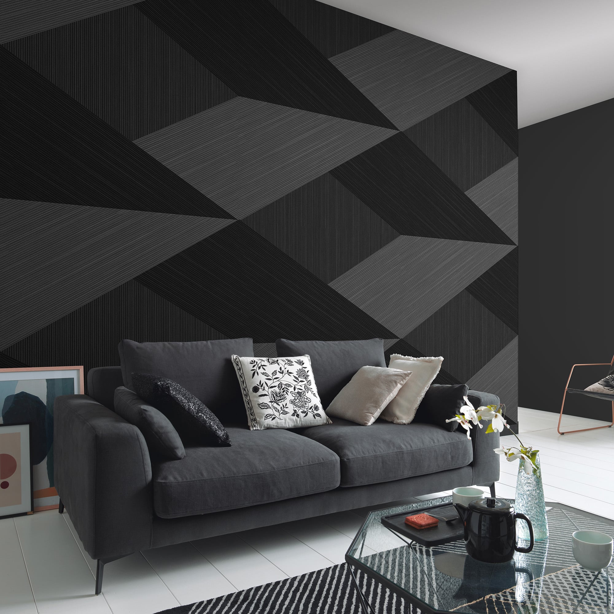 Designs Direct Shadow Grid Black Wall Mural