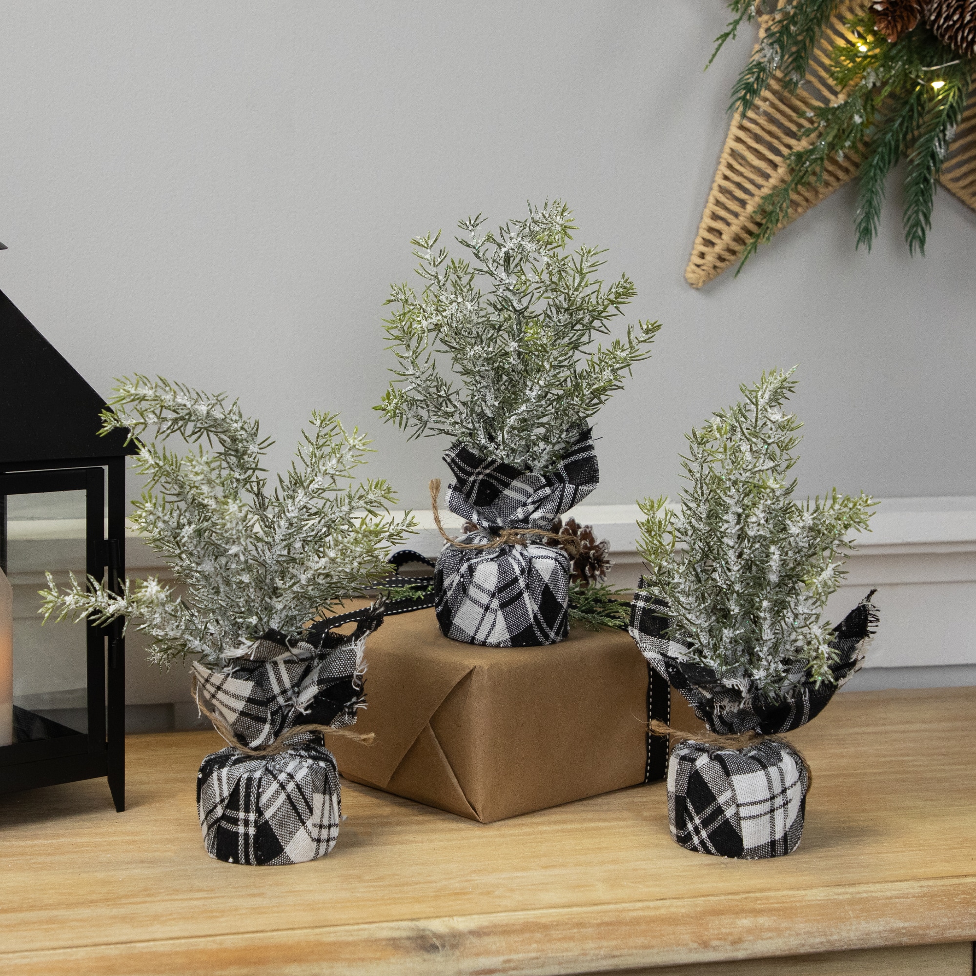 10" Unlit Mini Frosted Pine Artificial Christmas Tree Set