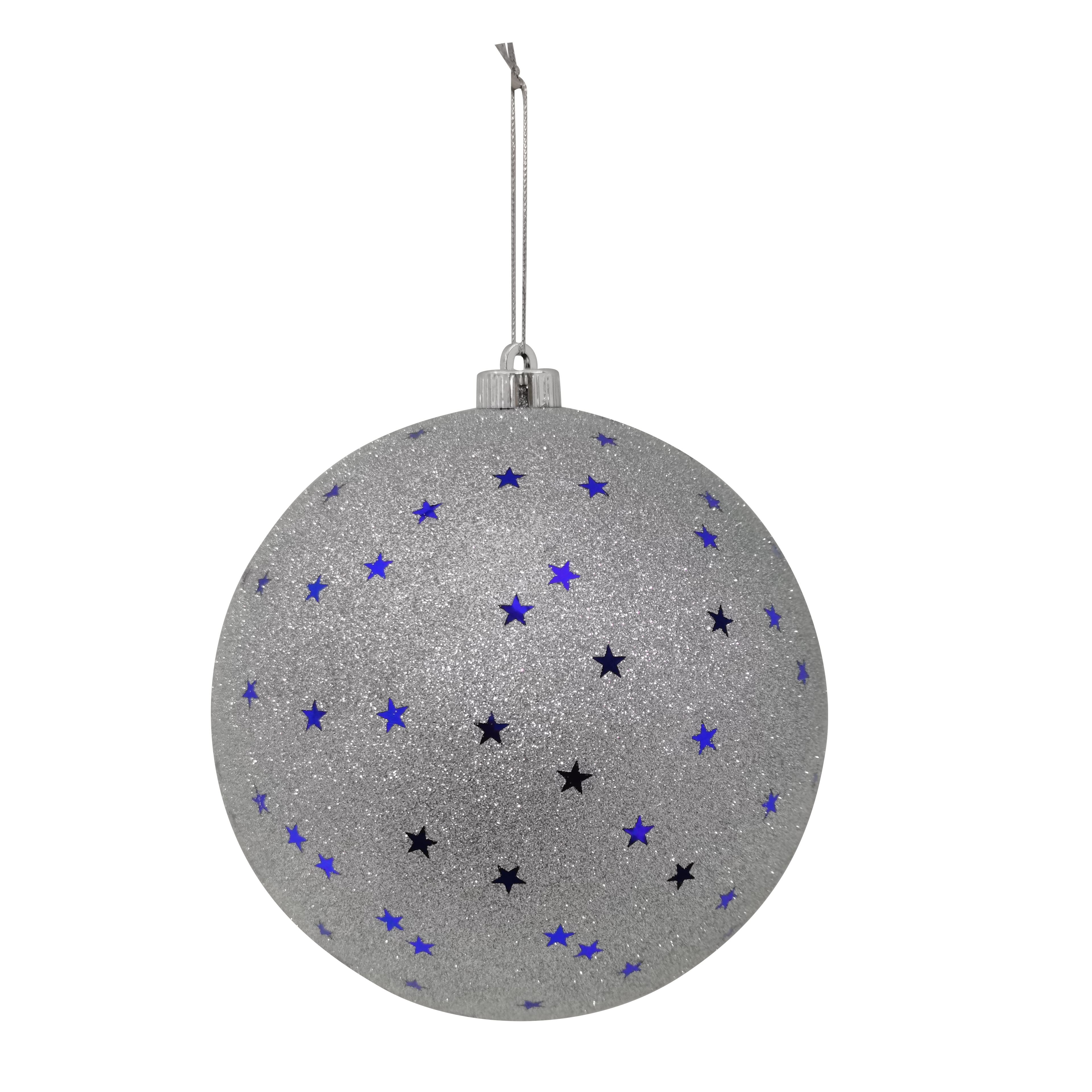 7.75" Silver Glitter & Blue Star Sequin Ornament by Celebrate It™