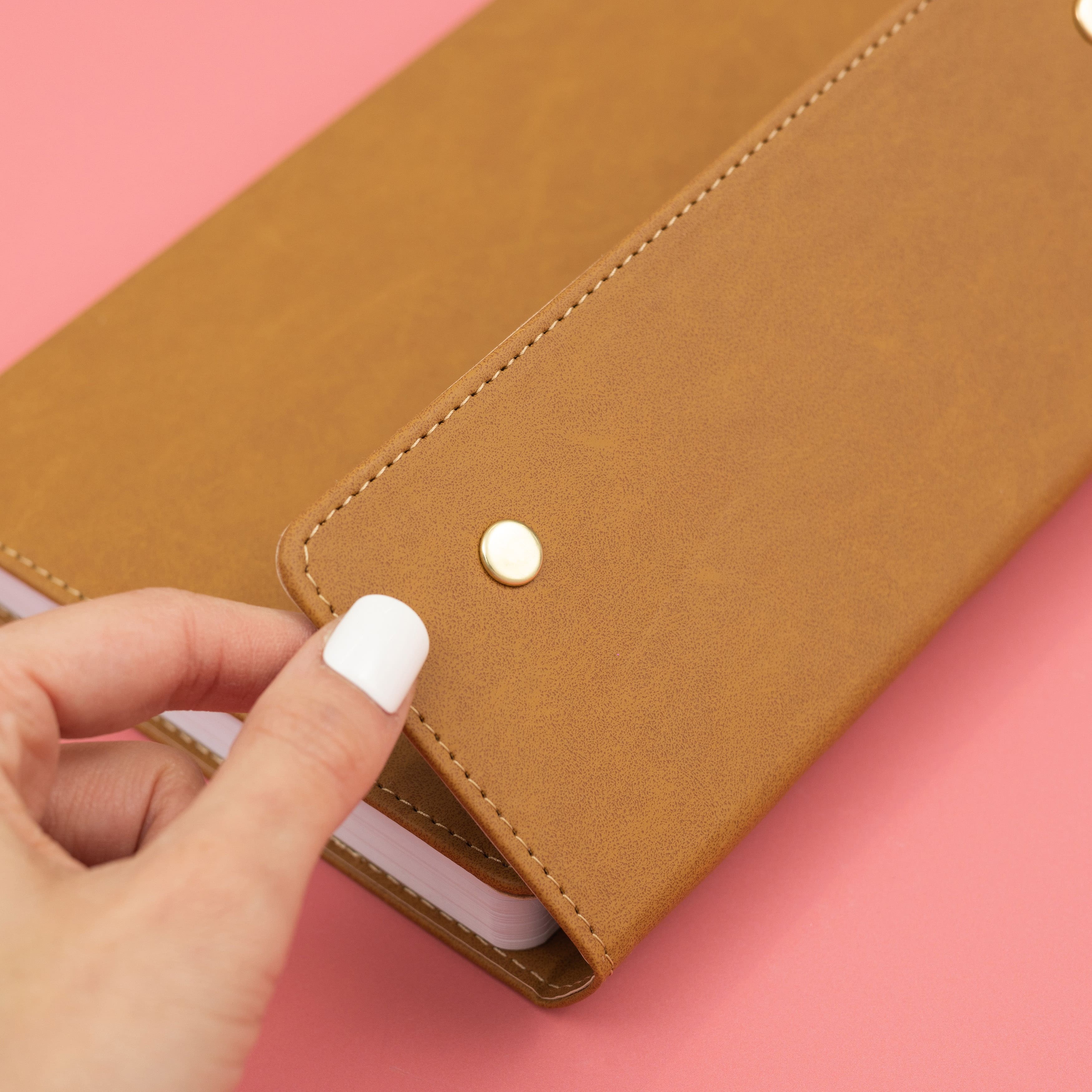 American Crafts™ Brown 6" x 8.25" Point Planner Snap Leatherette with Dot Grid, 120 Sheets