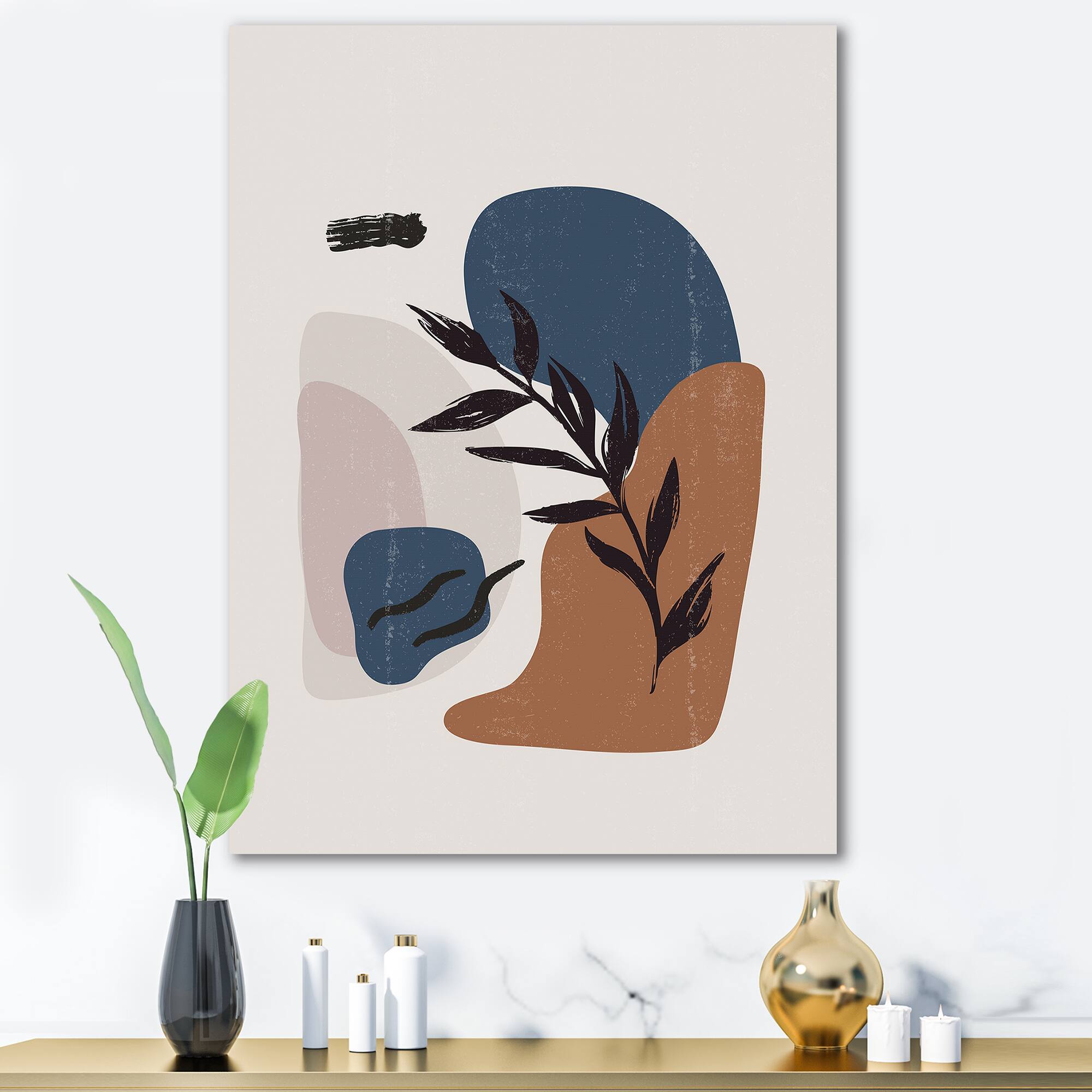 Designart - Botanical Vintage Print Boho Minimalist - Modern Canvas Wall Art Print