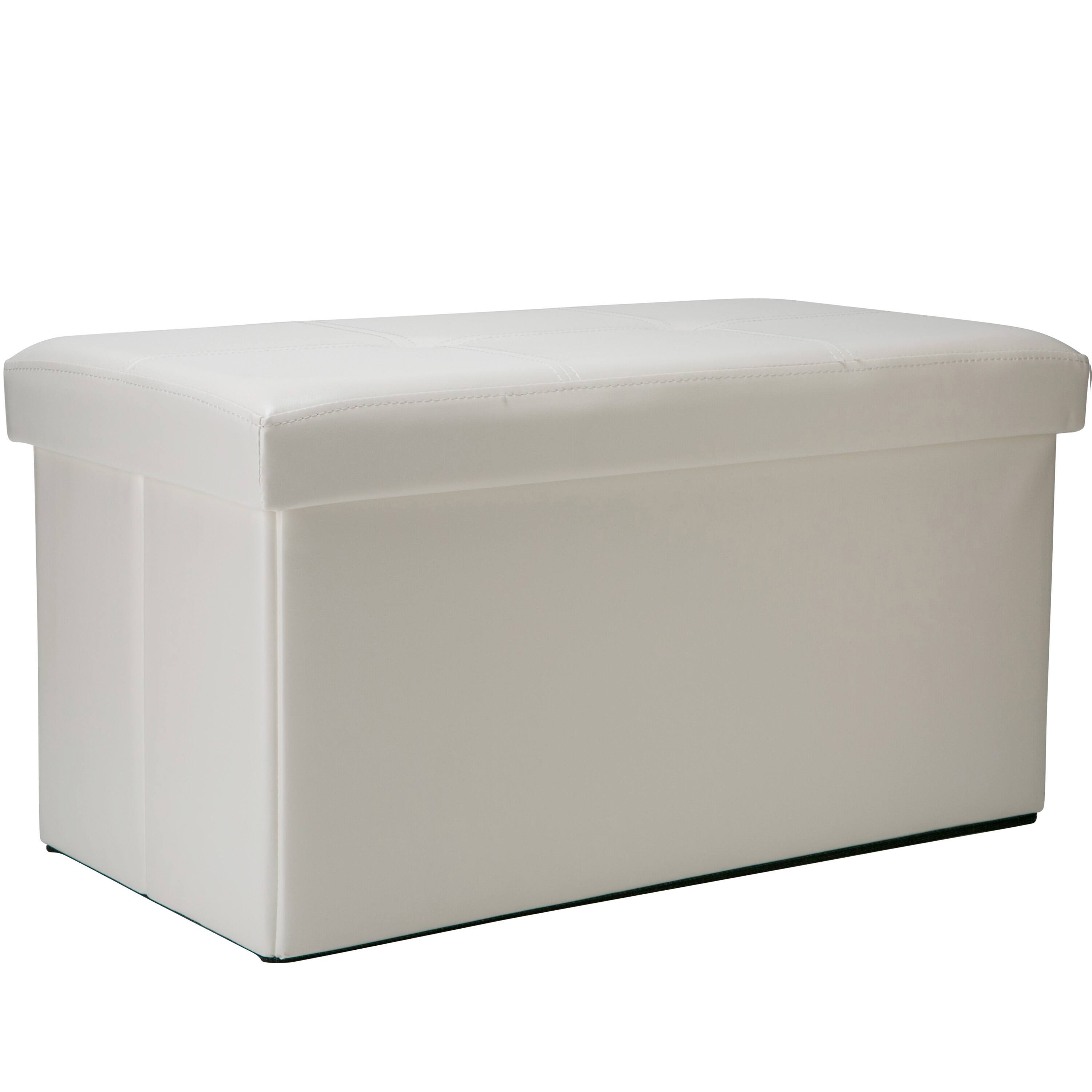 Simplify Faux Leather Double Folding Storage Ottoman