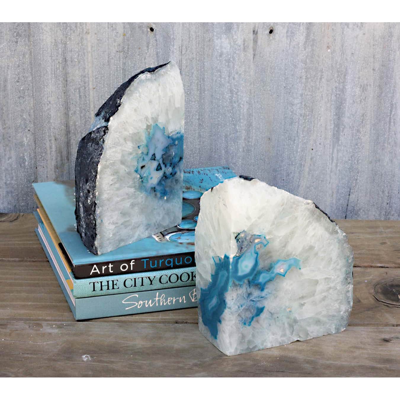Blue Agate Bookends Set of 2