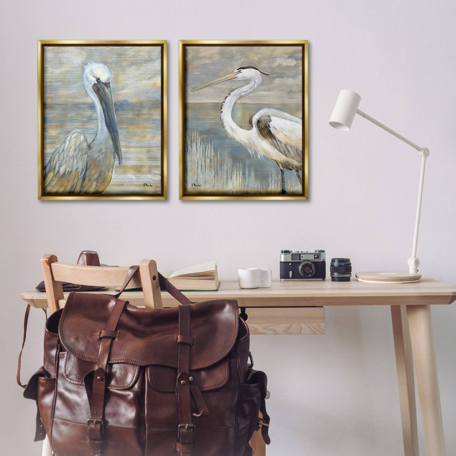 Stupell Industries Sea Birds Abstract Beach Floater Framed Art Set