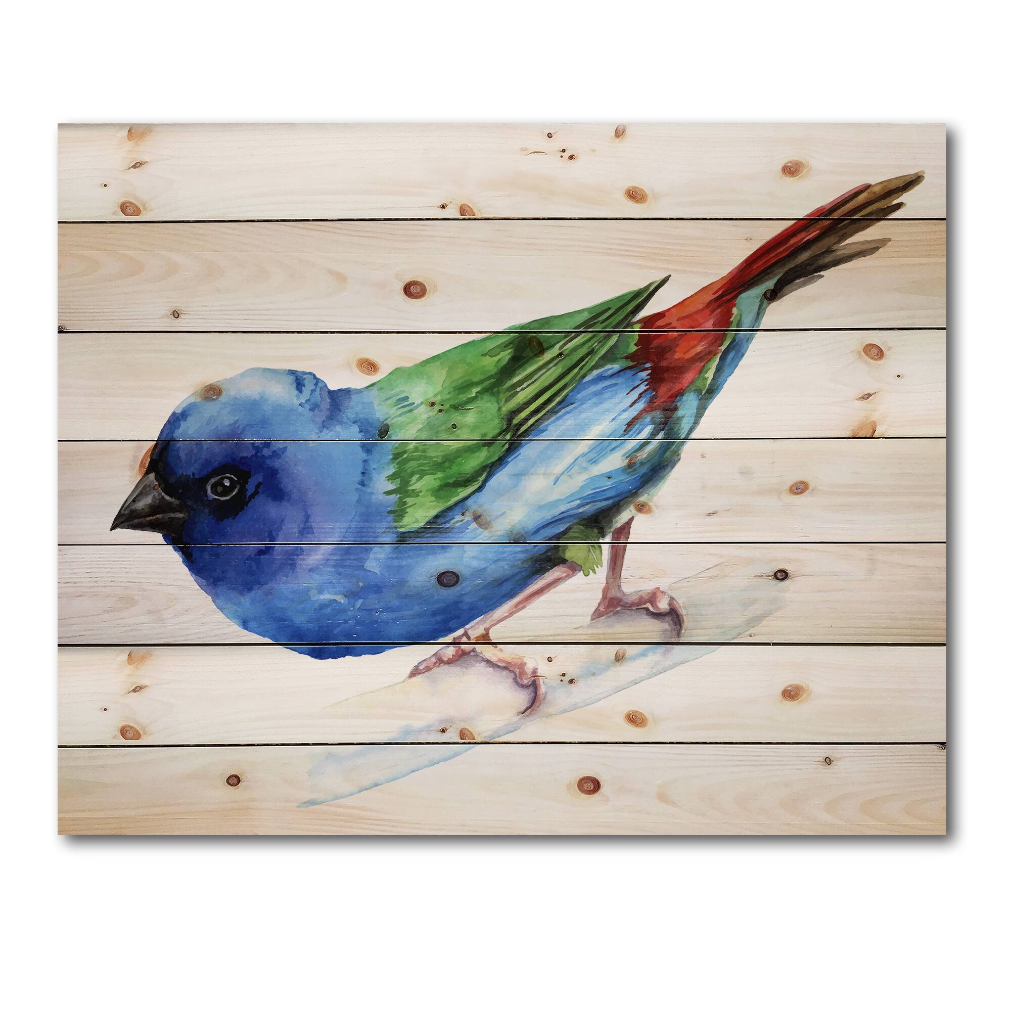 Designart - Forbes Finch Bird - Traditional Print on Natural Pine Wood
