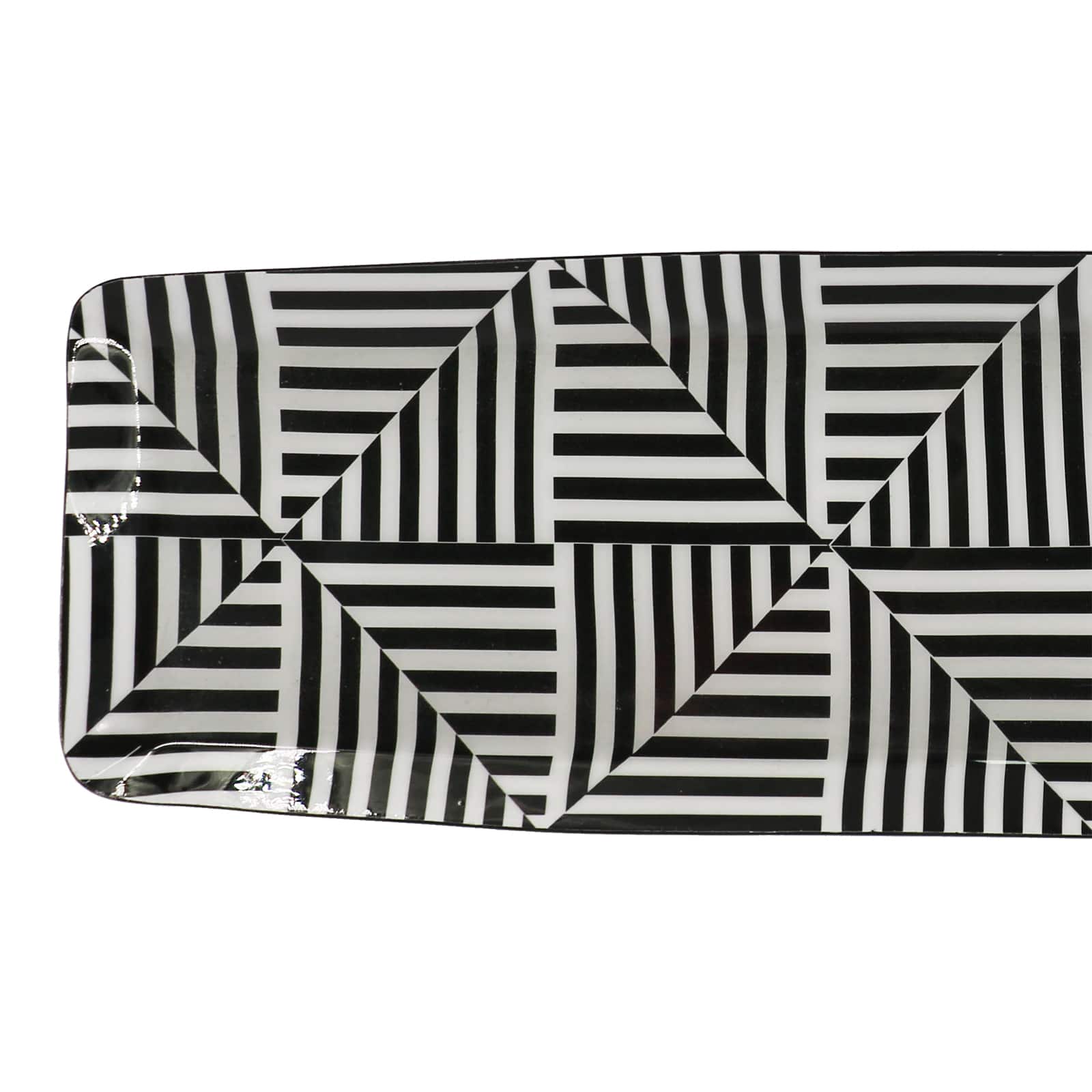 Jonathan Adler x Michaels 4.25" x 15" Black & White Geometric Metal Tray