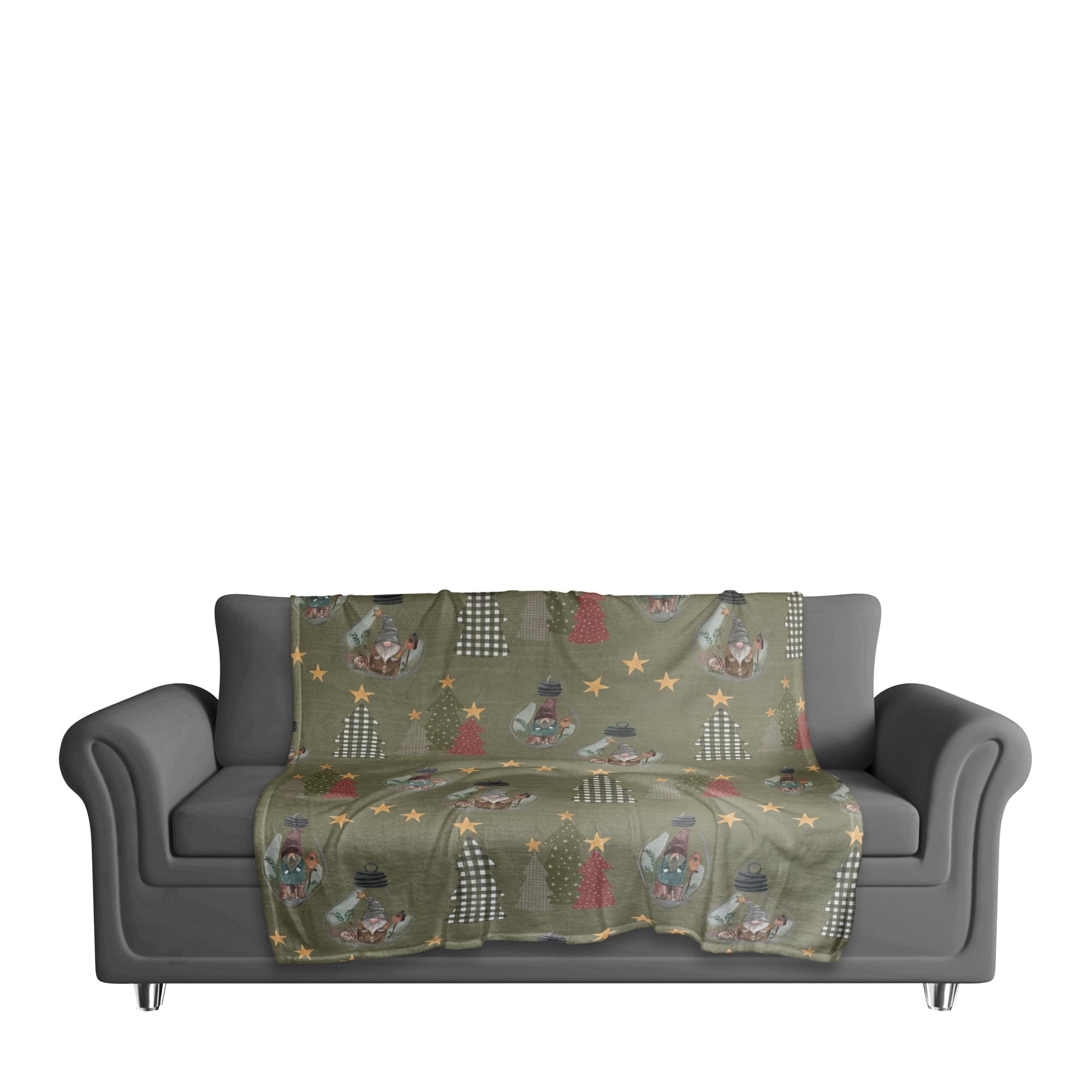 Green Tree & Globe Pattern Coral Fleece Blanket