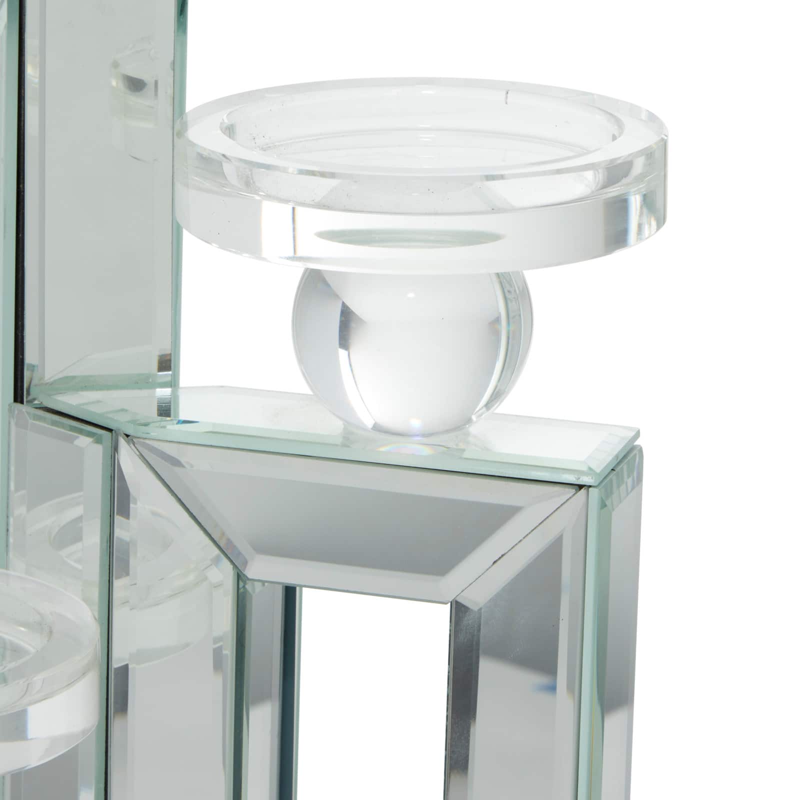 21" Silver Wood Glam Candlestick Holder