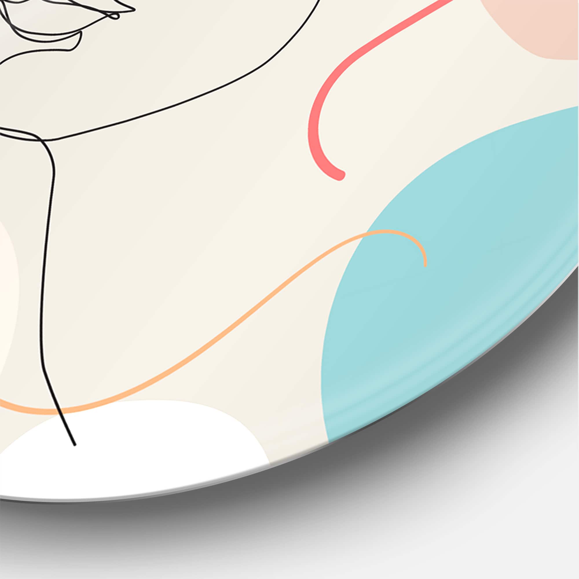 Designart - Minimal One Line Portrait of Female Face II - Modern Metal Circle Wall Art