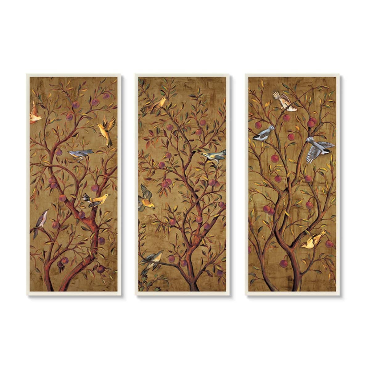 Stupell Industries Regal Plum Tree Vintage Perched Birds Wood Wall Plaque