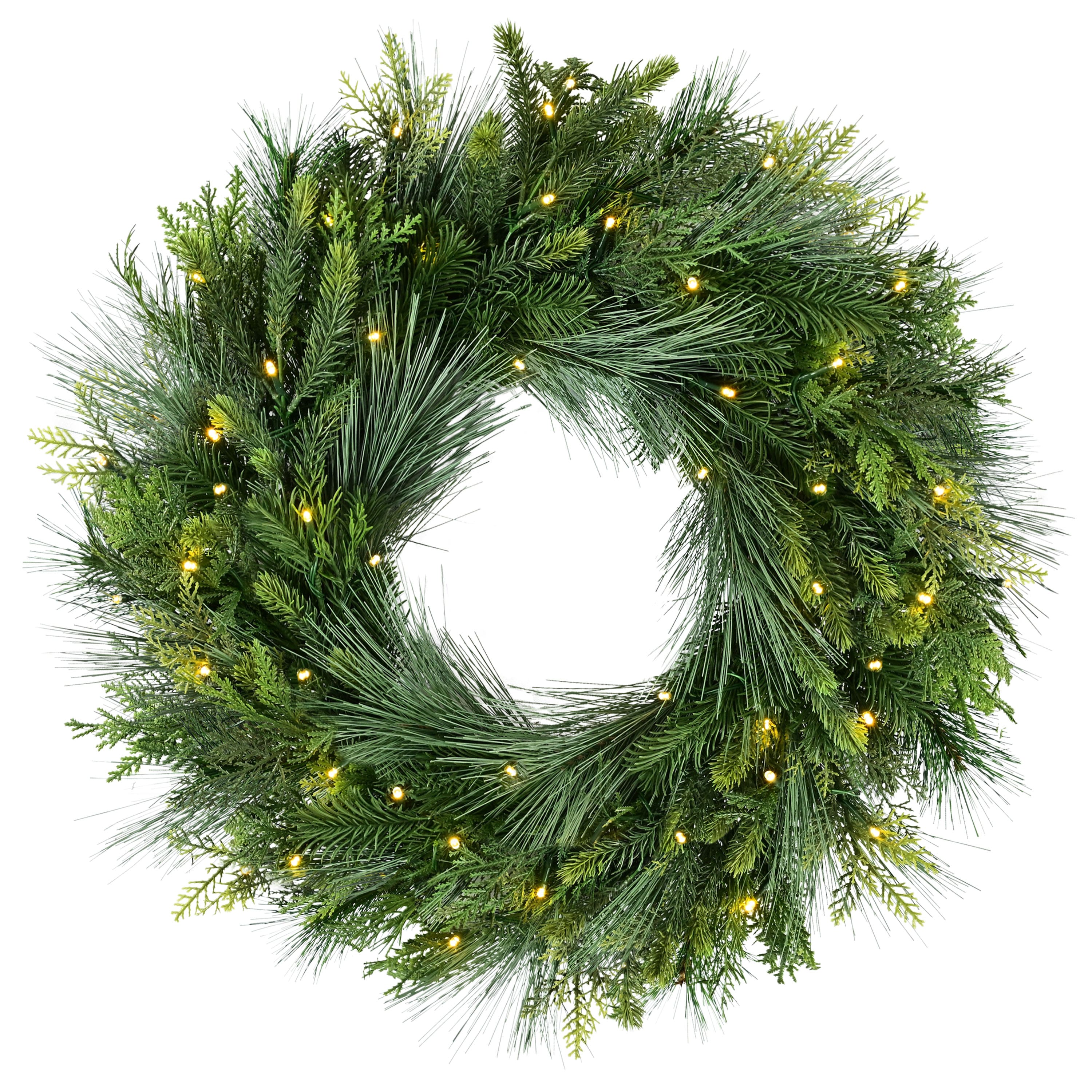 Puleo International 24" Pre-Lit Battery Operated with Timer Artificial Christmas Wreath