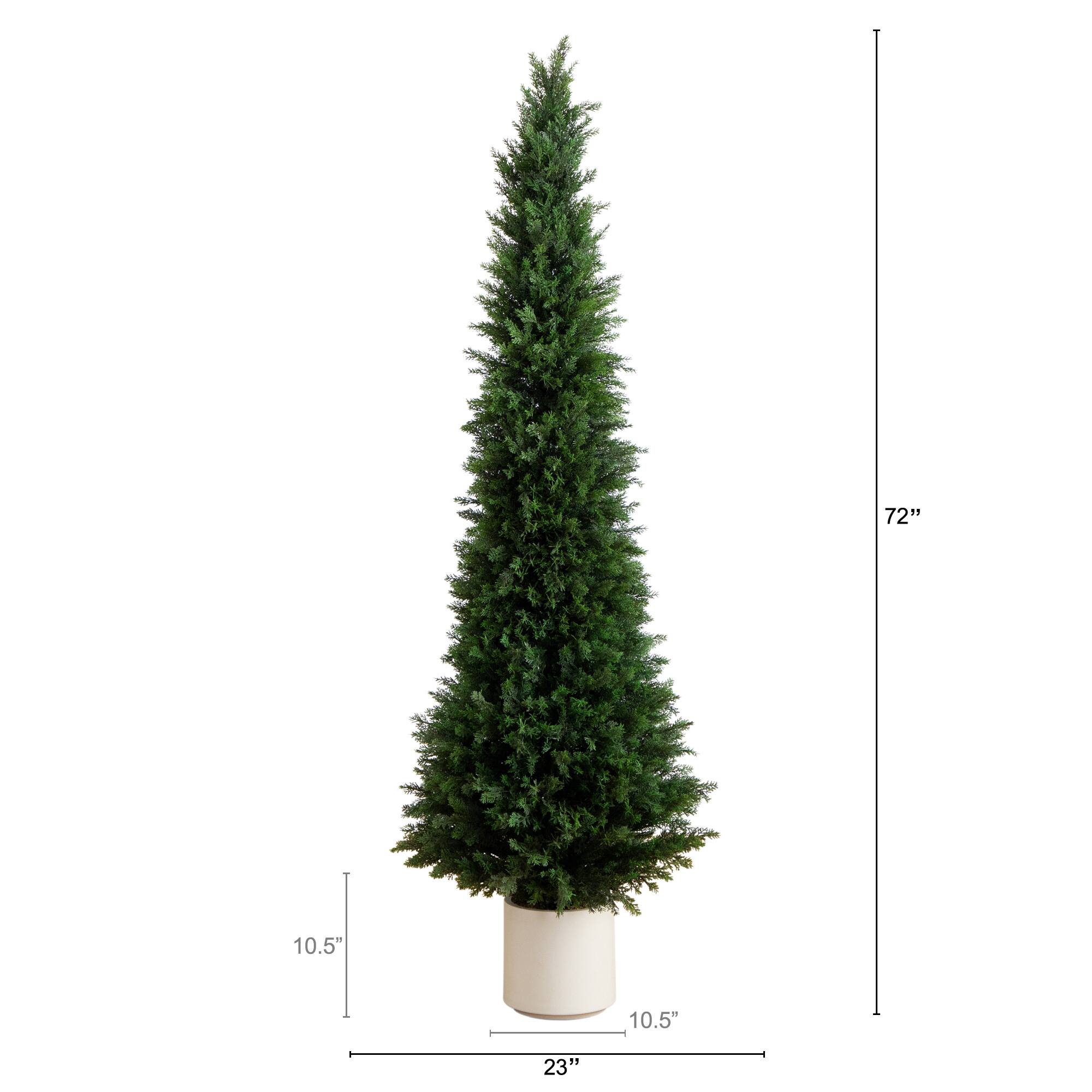 6ft. UV-Resistant Cedar Tree in White Planter