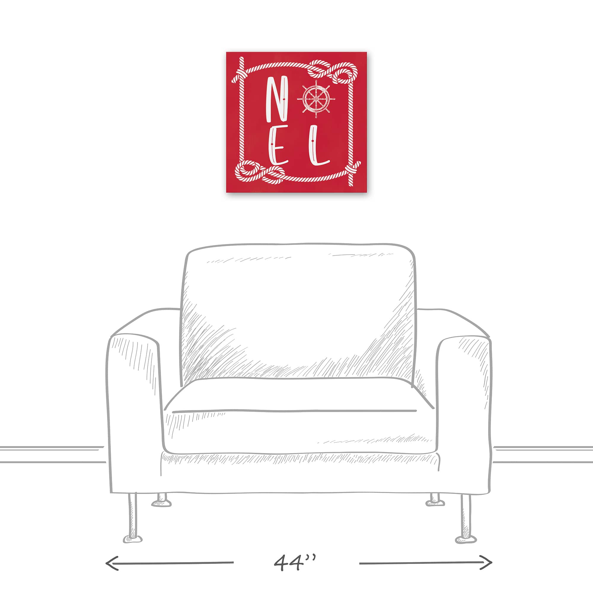 16" Red Nautical Noel Christmas Canvas Wall Décor