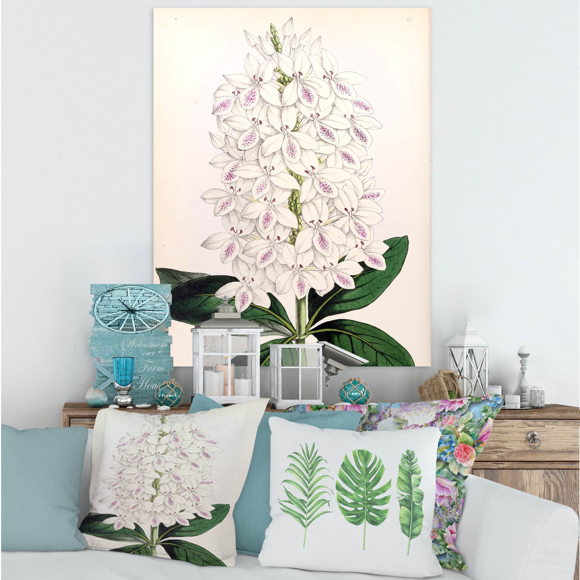 Designart - Vintage White Orchid III - Traditional Canvas Wall Art Print